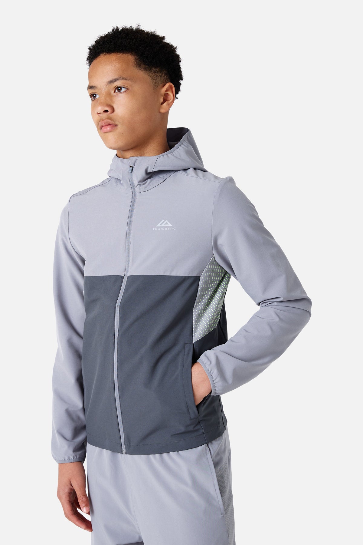 Boy Impact Woven Hood - Ash Grey/Lunar Grey/Aqua Gleam