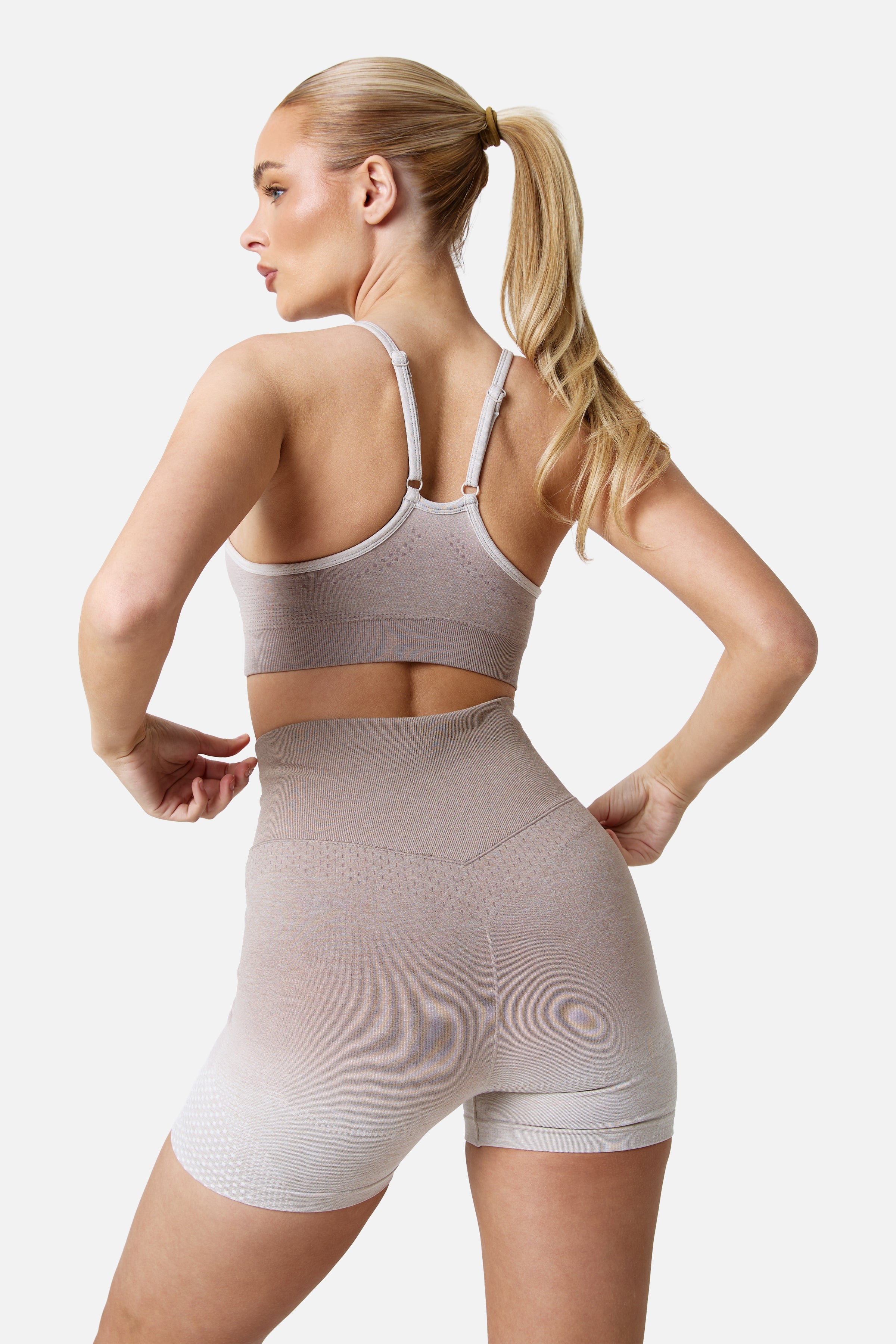 Womens Evocurve Seamless Bra and Short Set - Pebblestone/Pale Taupe