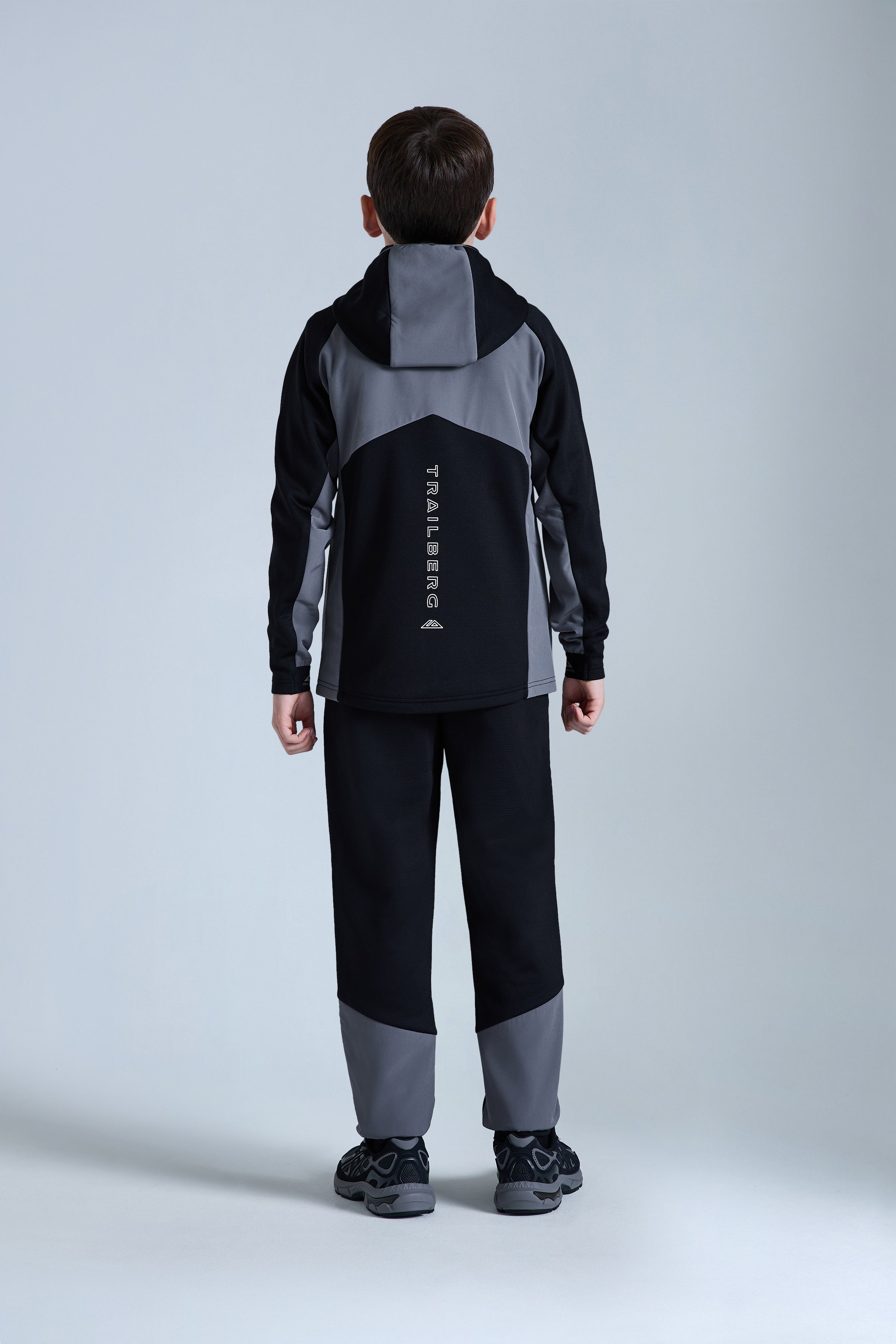 Boys Ice Gridded Fleece Hood - Black/Urban Smoke