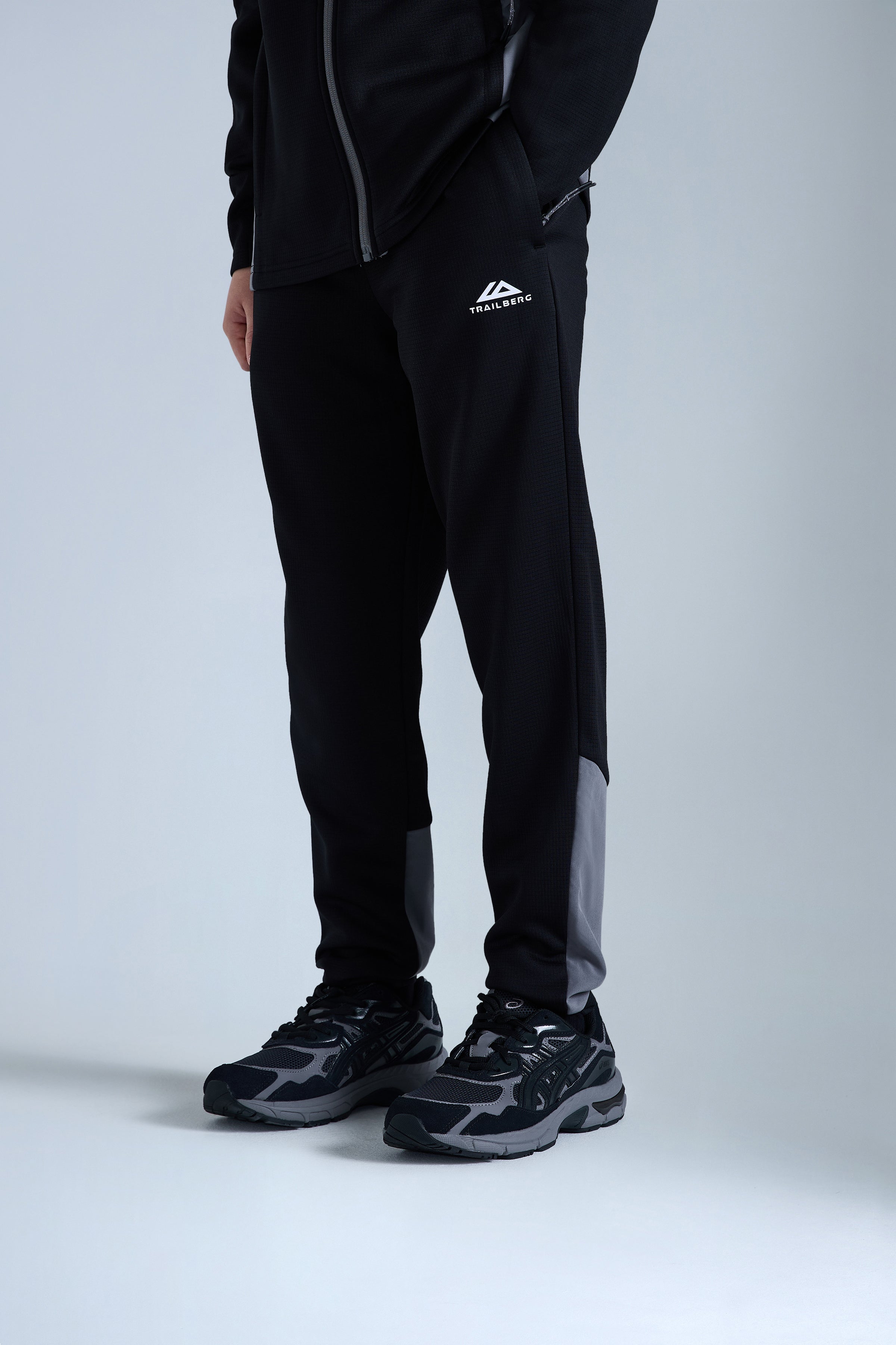 Boys Ice Gridded Fleece Tracksuit - Black/Urban Smoke