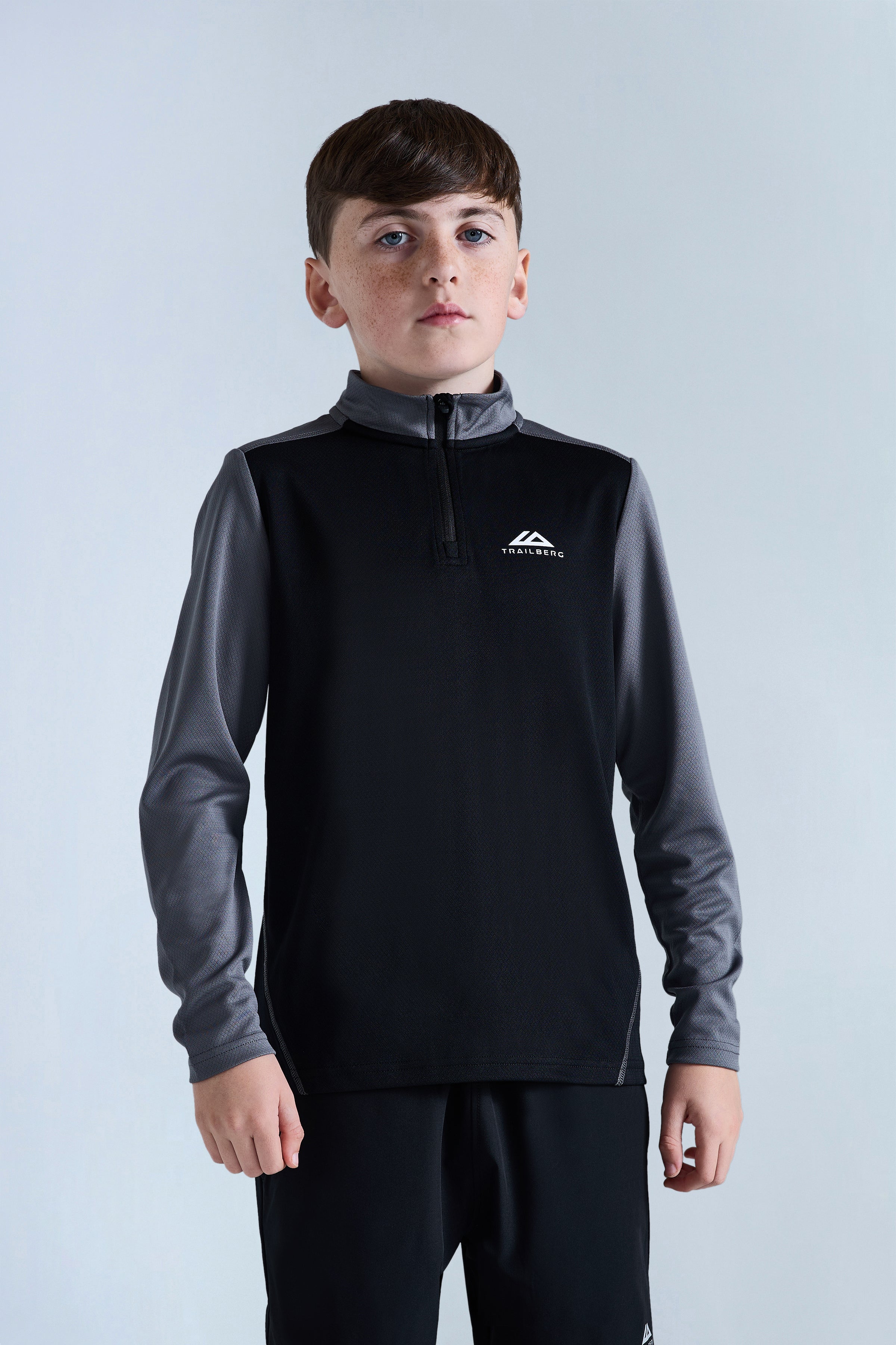 Boys Essentials Quarter Zip Twinset - Black/Urban Smoke