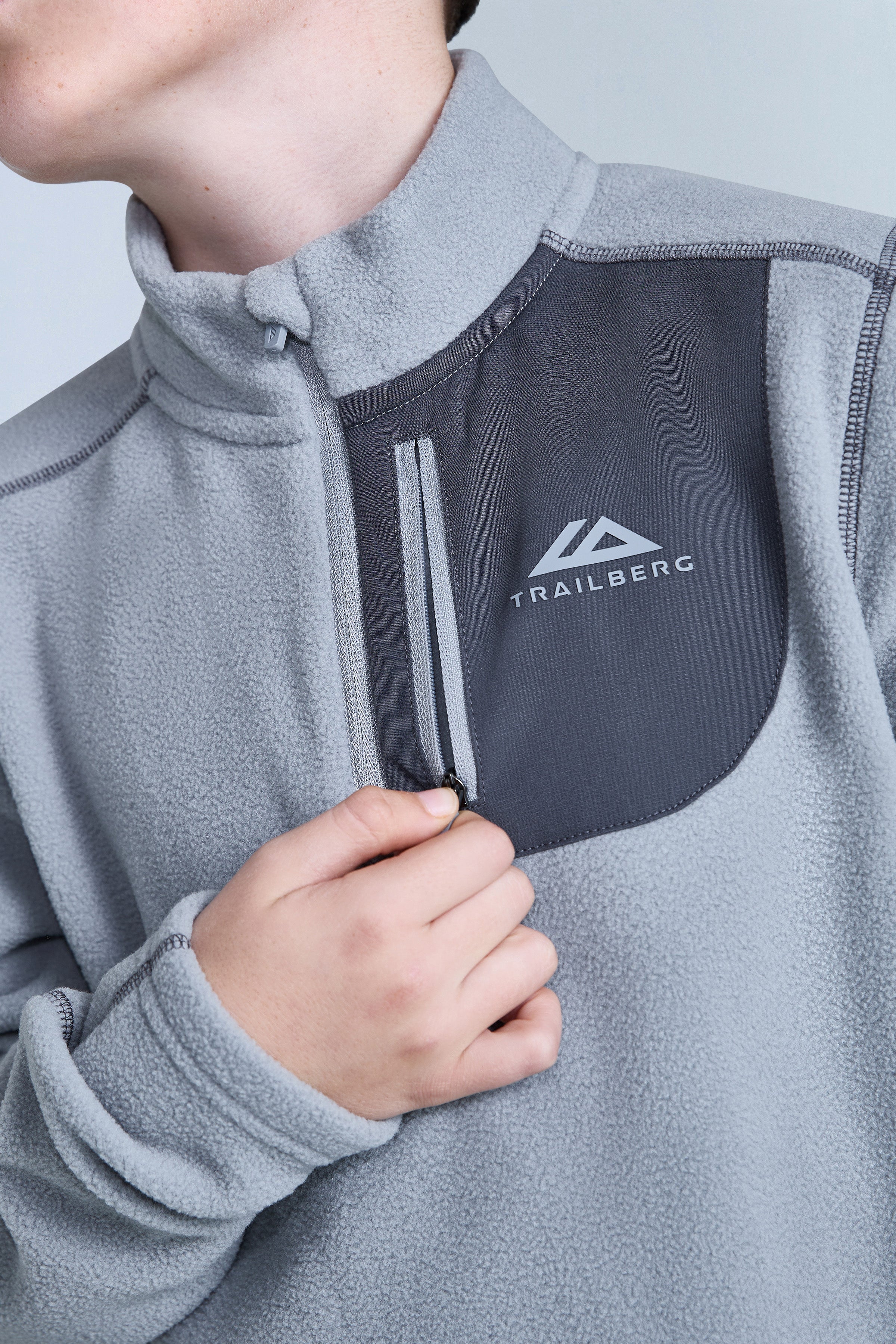 Boys Astra Microfleece 1/4 Zip - Moon Grey/Iron Grey