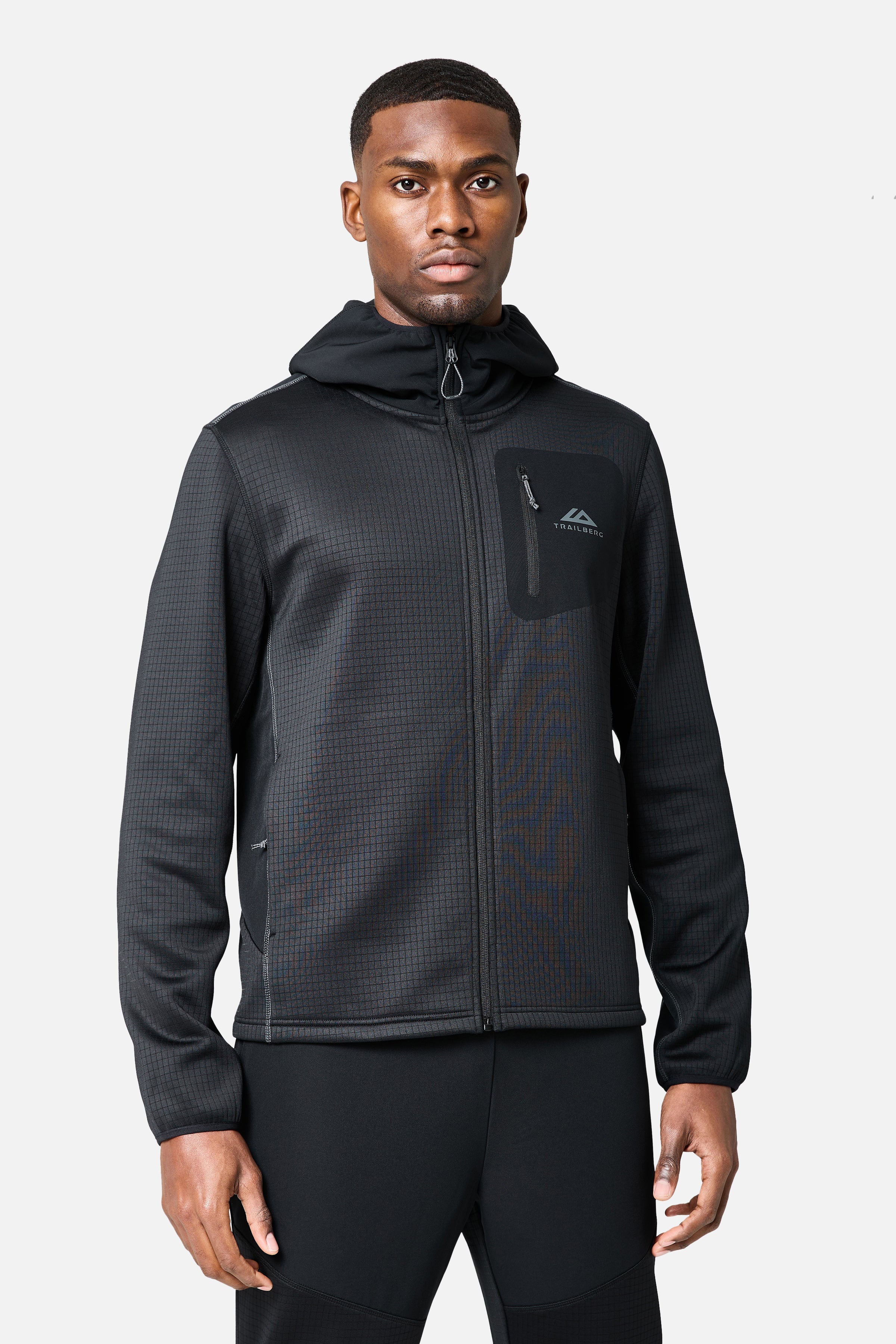 District Gridded Fleece Tracksuit - Black/Volcano Grey