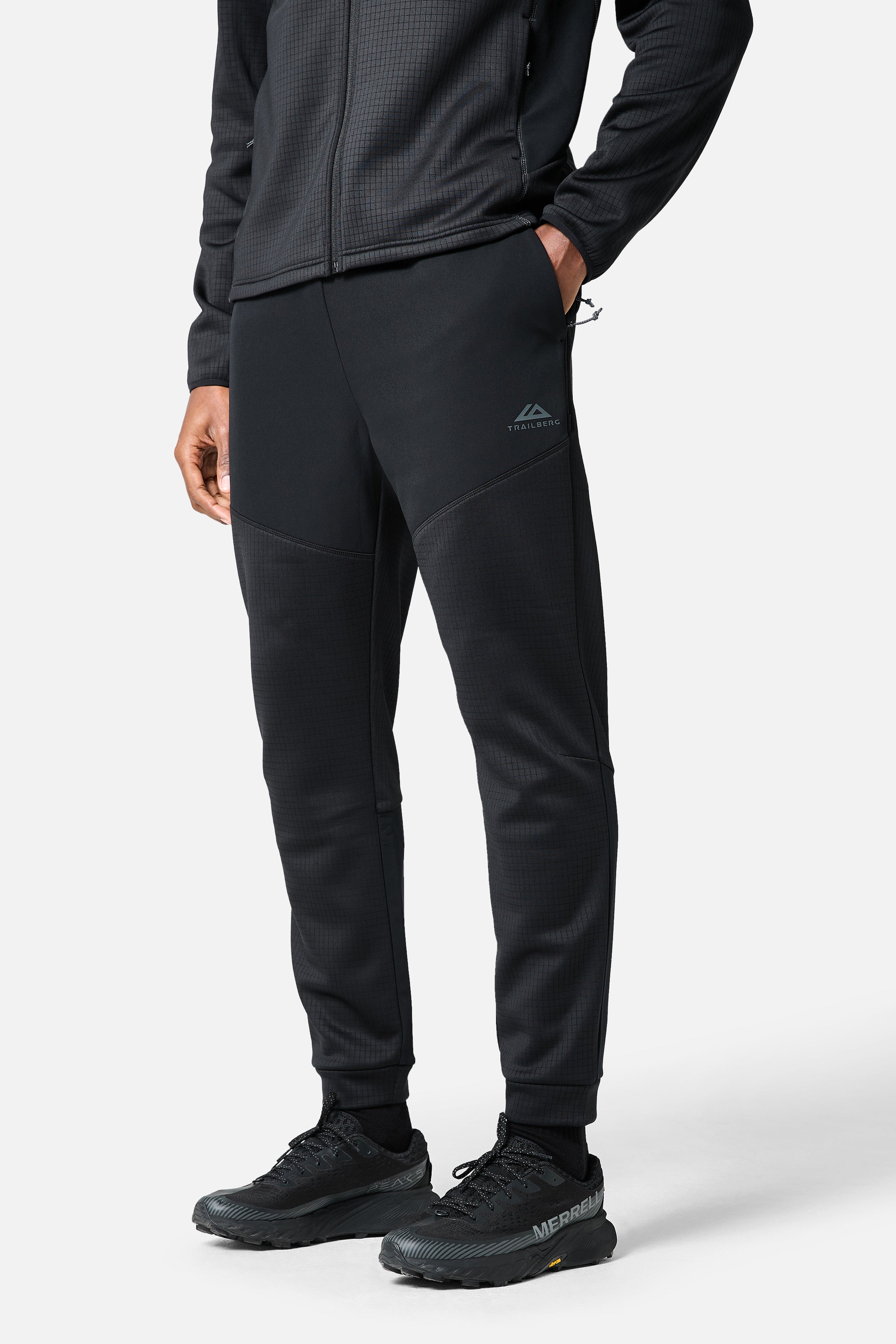 District Gridded Fleece Tracksuit - Black/Volcano Grey