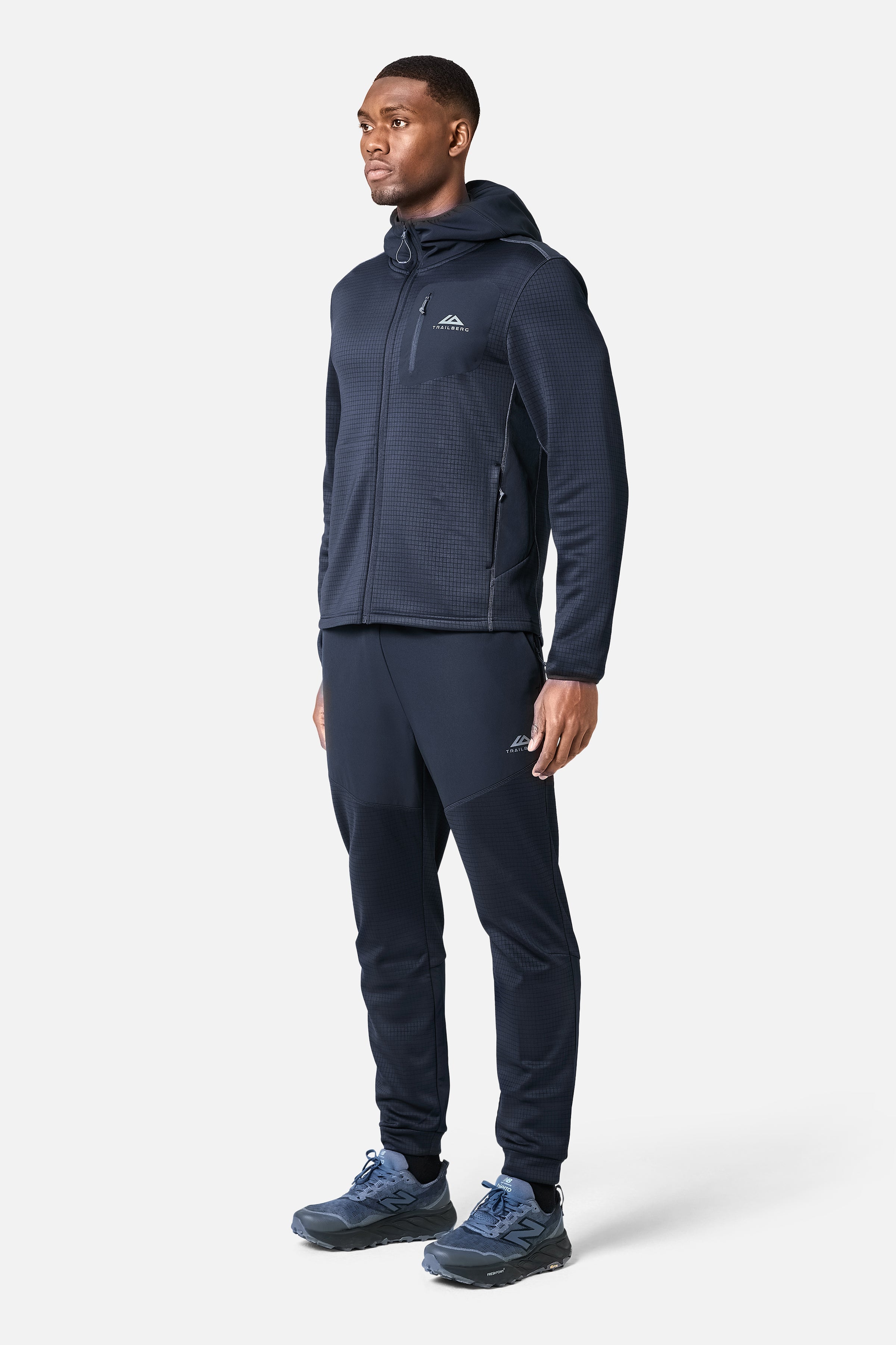 District Gridded Fleece Tracksuit - Deep Ocean/Storm Grey