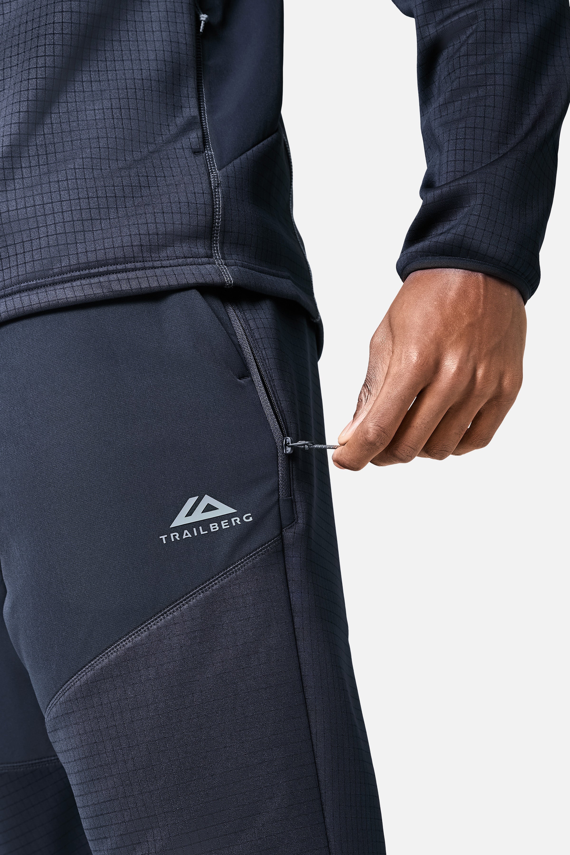 District Gridded Fleece Tracksuit - Deep Ocean/Storm Grey