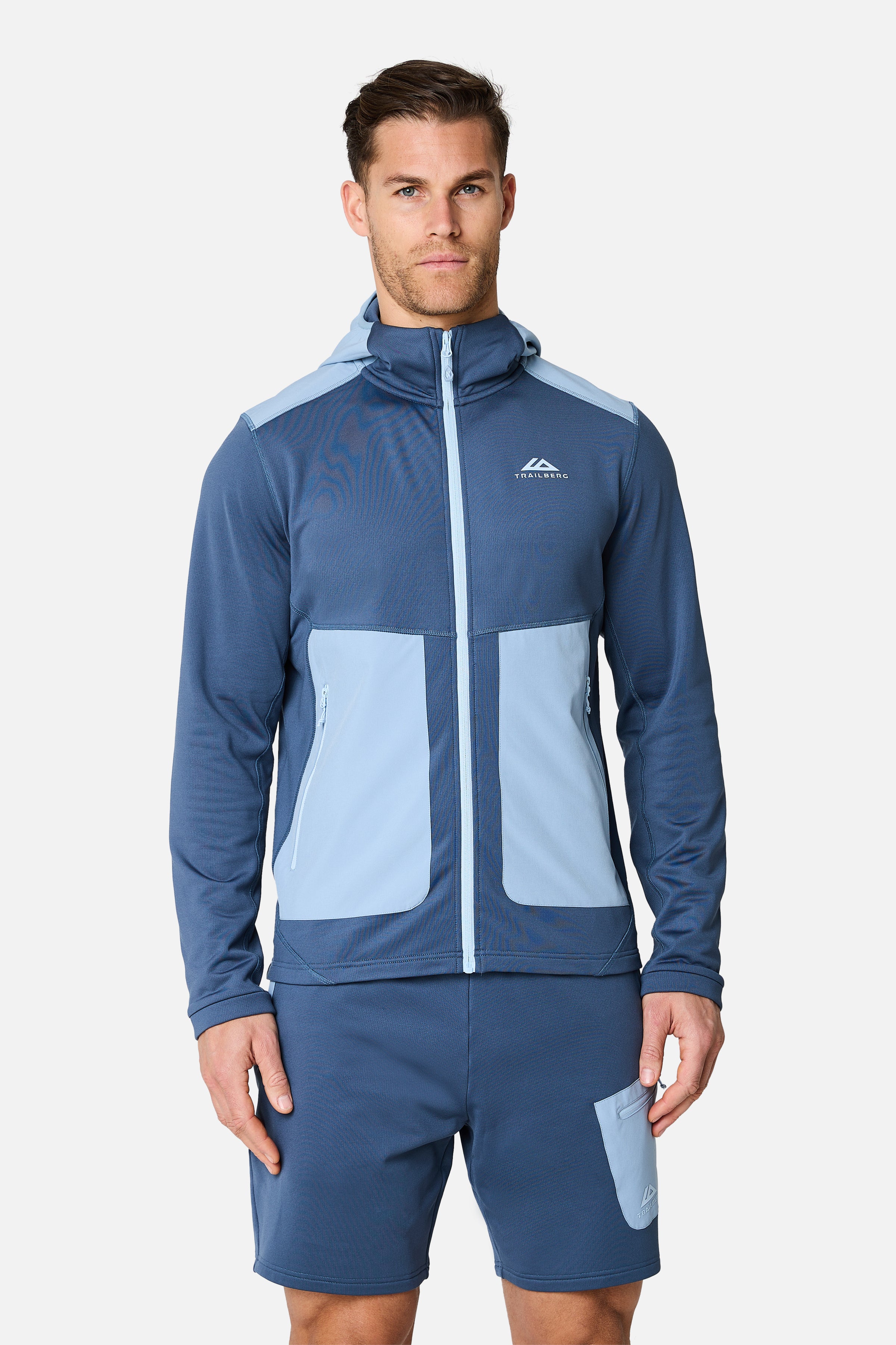 Vale Gridded Fleece Hood - Breeze/Skylar
