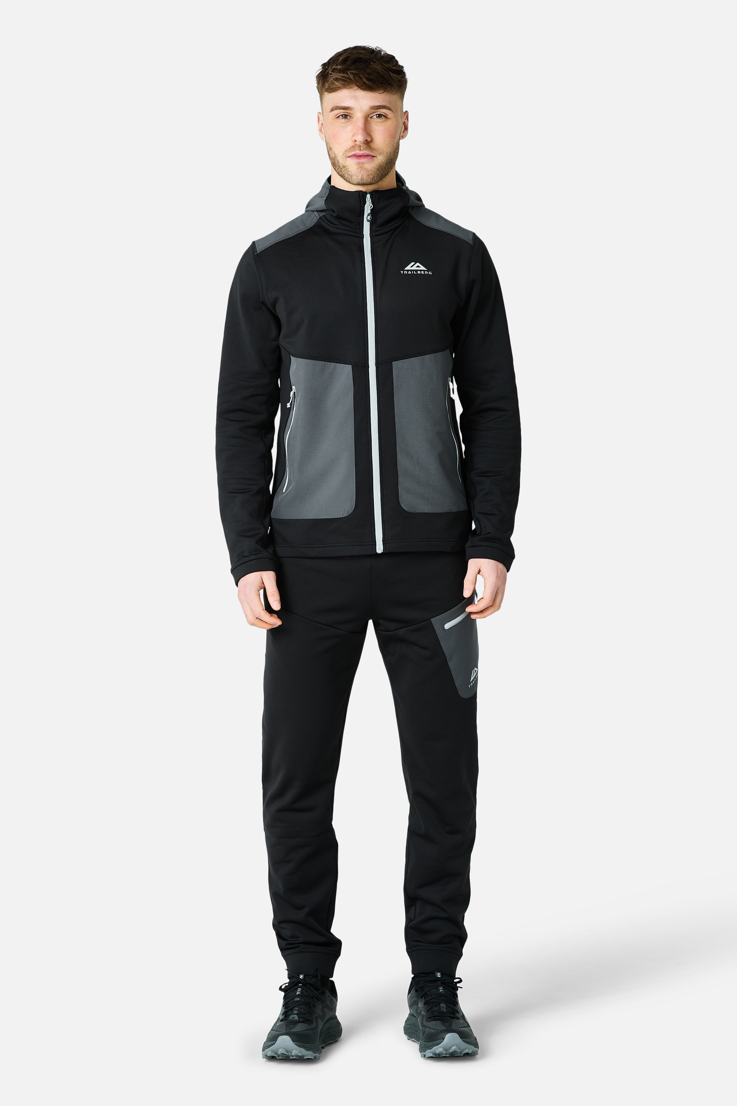 Vale Gridded Fleece Hood - Black/Volcano Grey