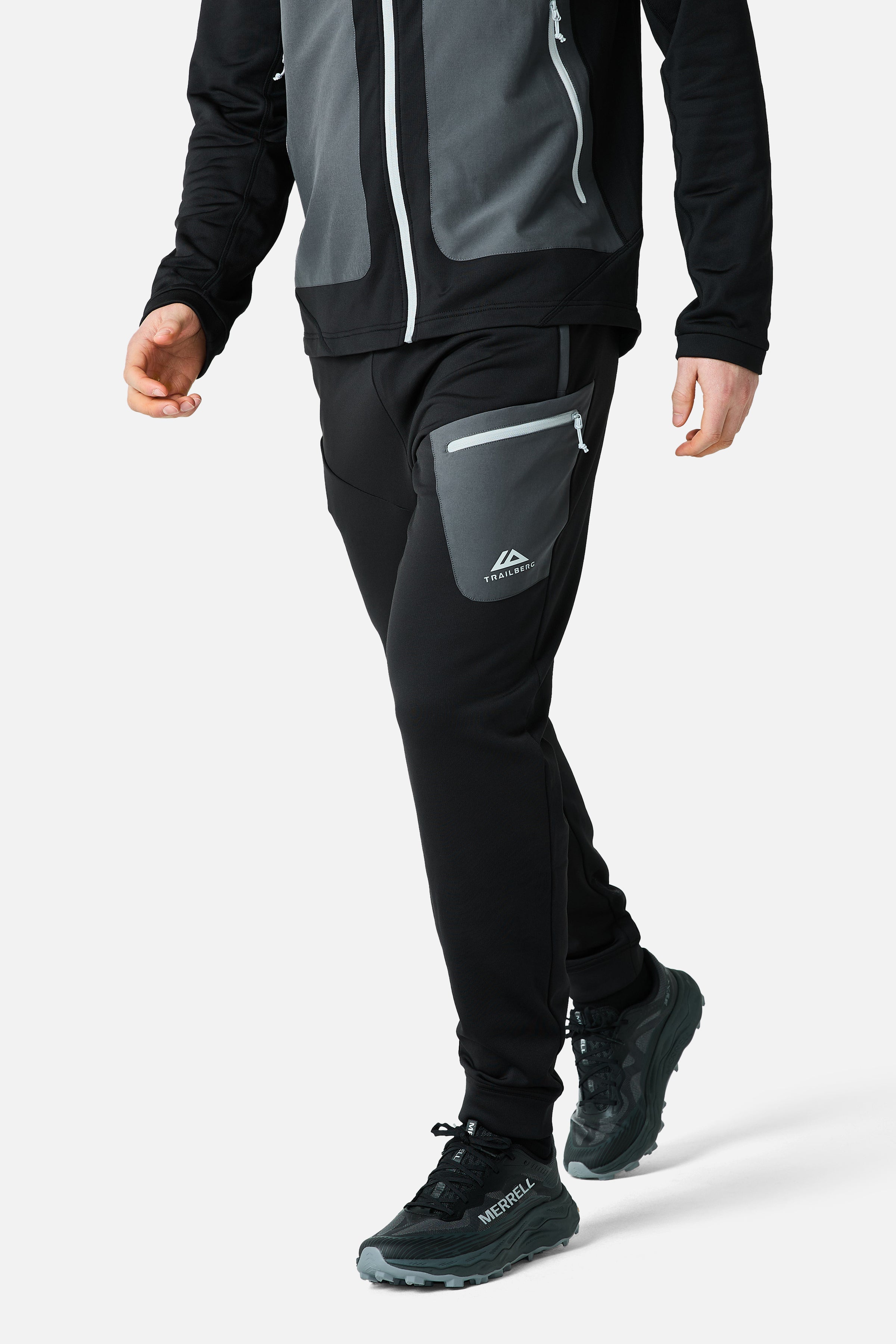 Vale Gridded Fleece Pant - Black/Volcano Grey