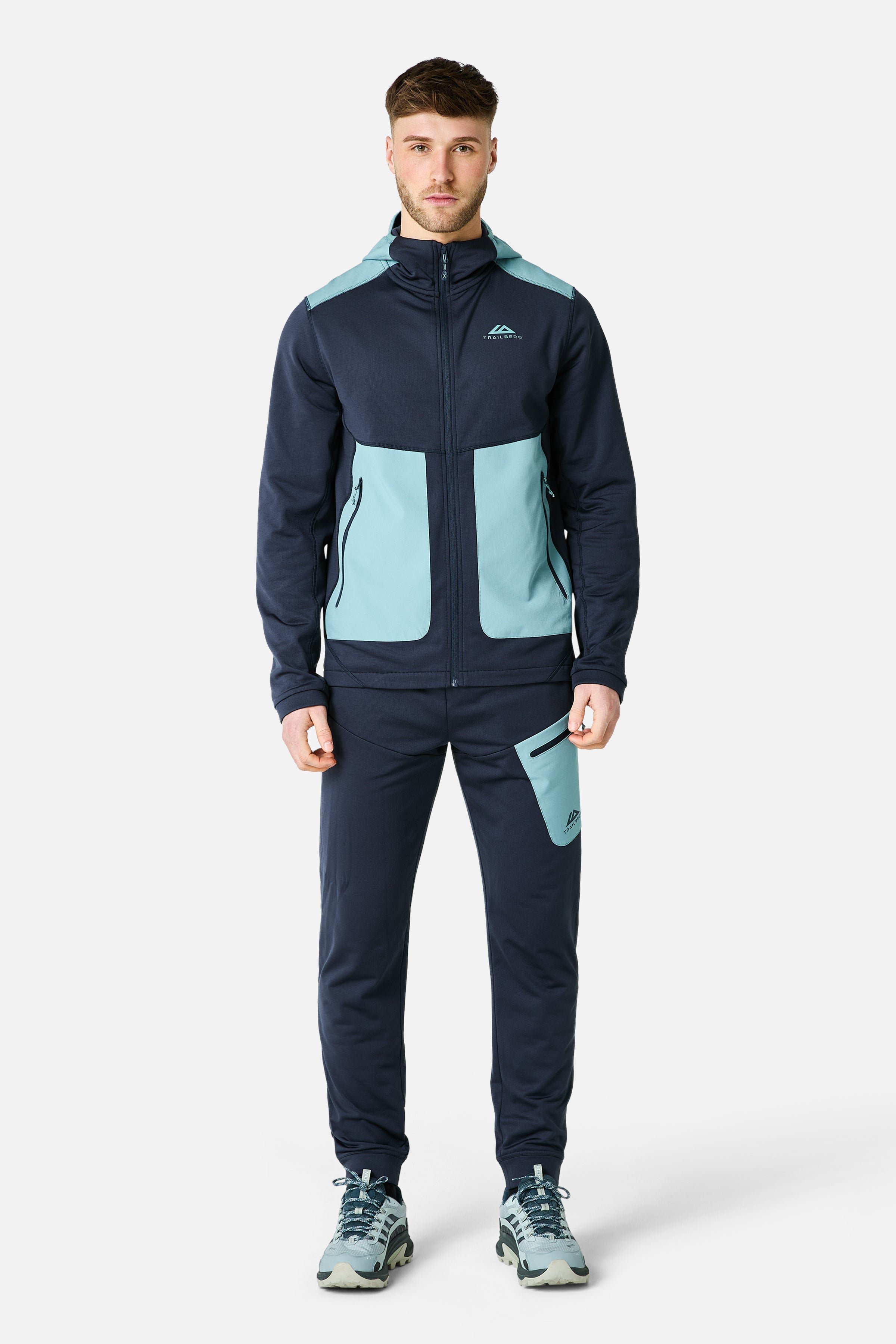 Vale Gridded Fleece Tracksuit - Storm Blue/Deep Ocean