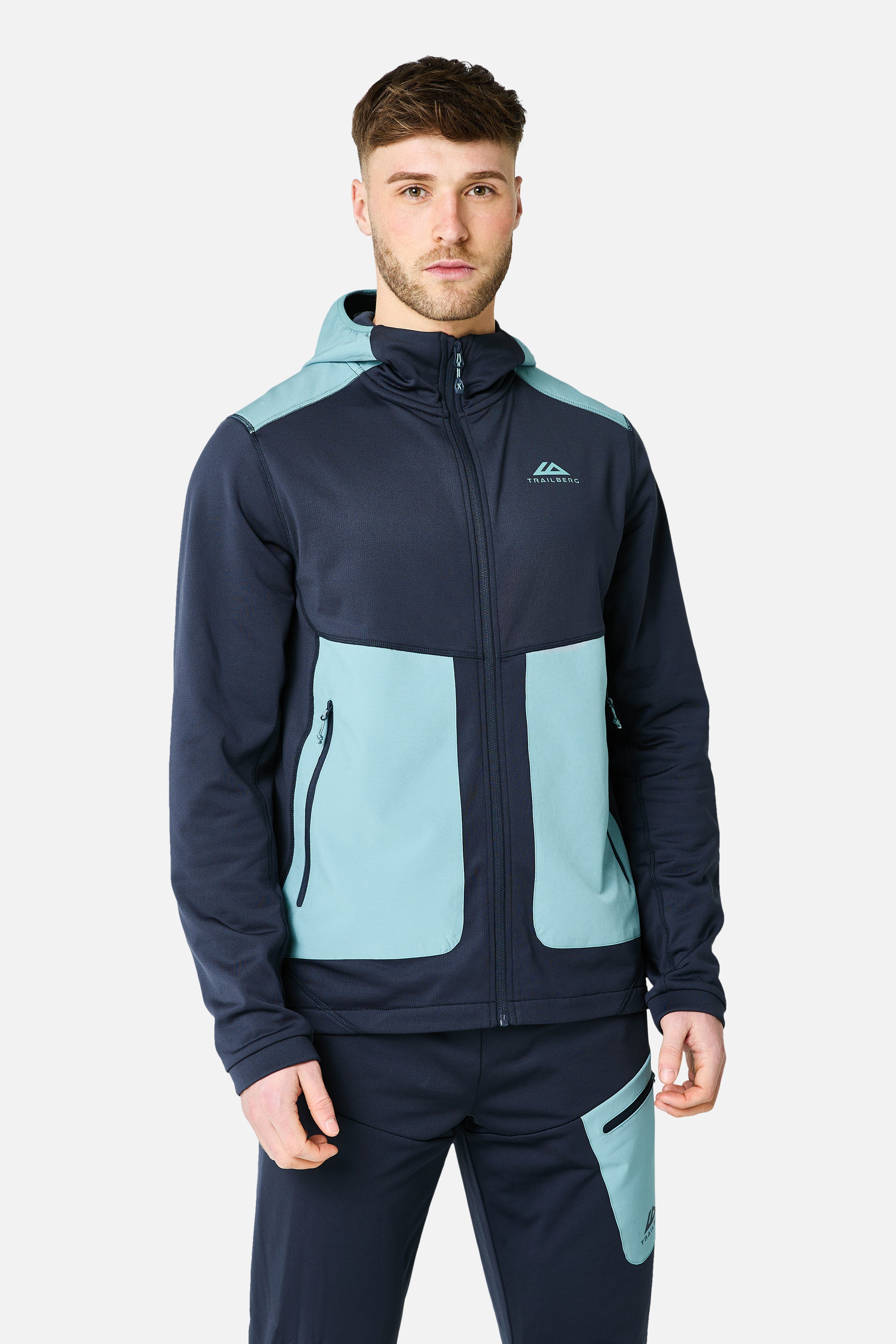 Vale Gridded Fleece Tracksuit - Storm Blue/Deep Ocean