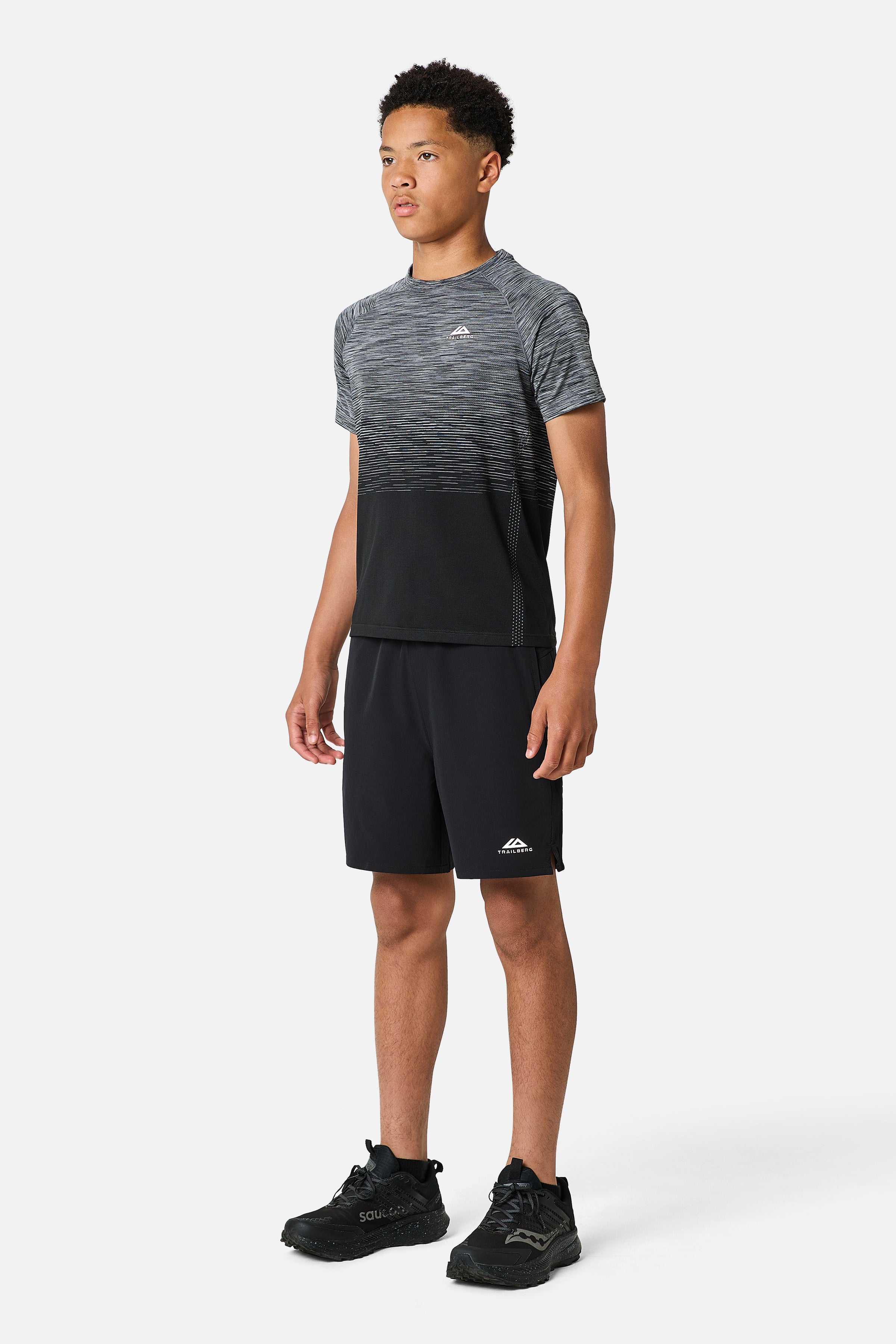 Boys Aero Seamless Tee - Black/Graphite Grey/Nightfall Grey/Lunar Grey