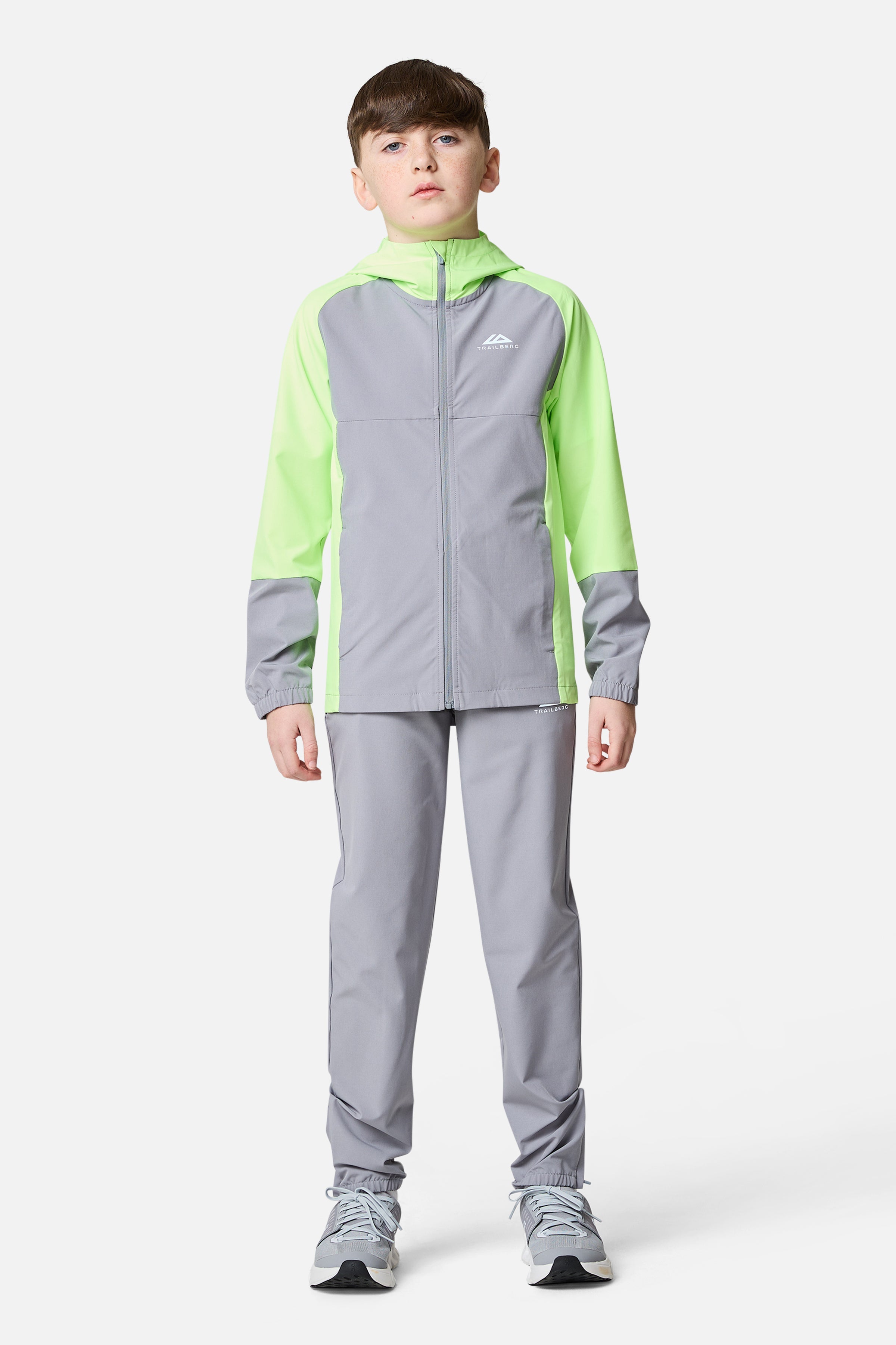 Boys Essentials Hood - Moon Grey/Neon Lime