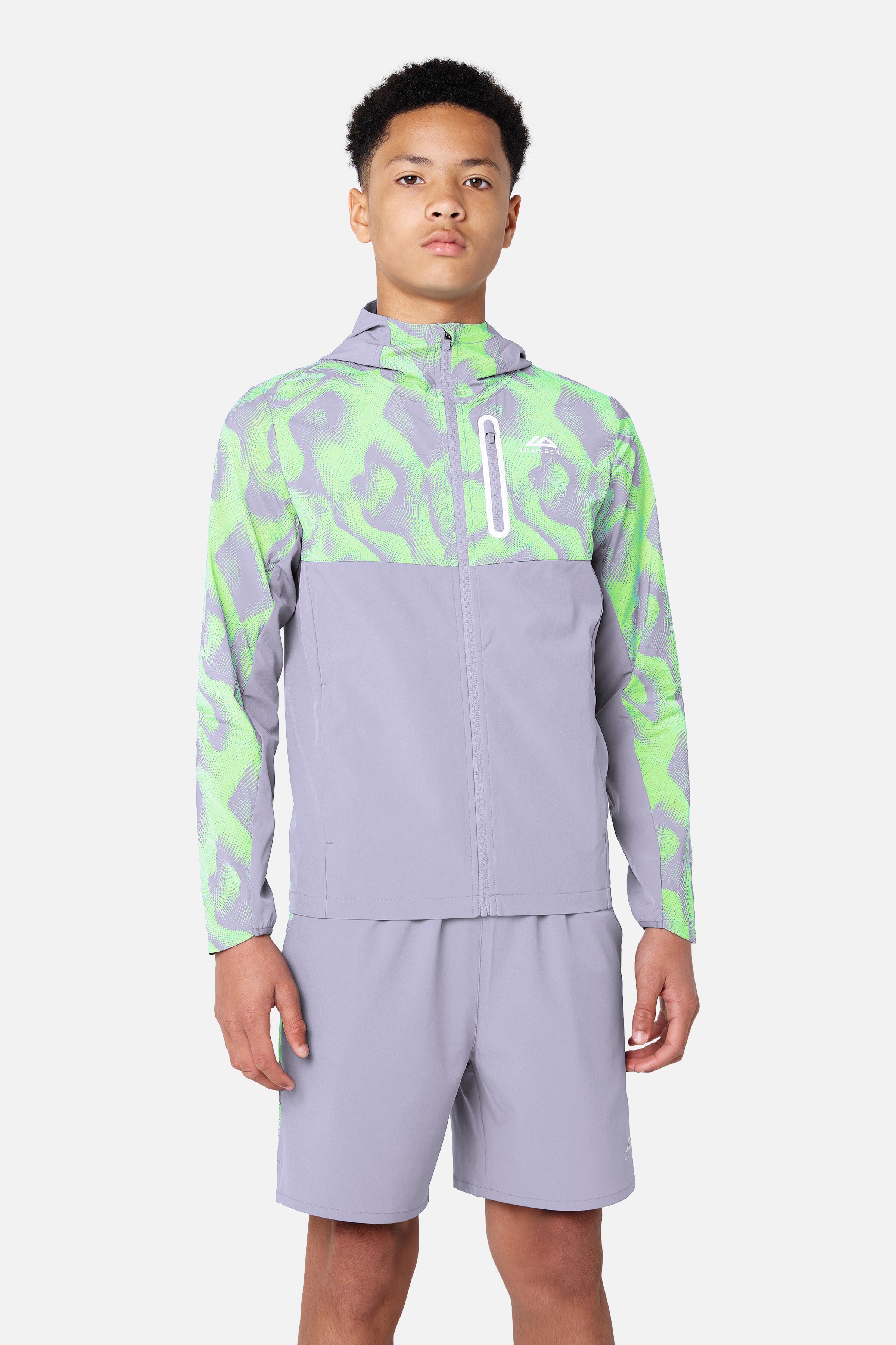 Boys Kinetic Windbreaker - Moon Grey/Neon Lime