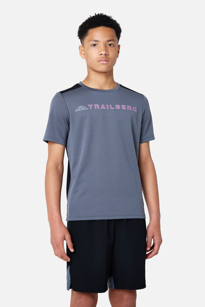 Boys Triathlon 4.0 Tee - Storm Grey/Black/Cosmic Pink