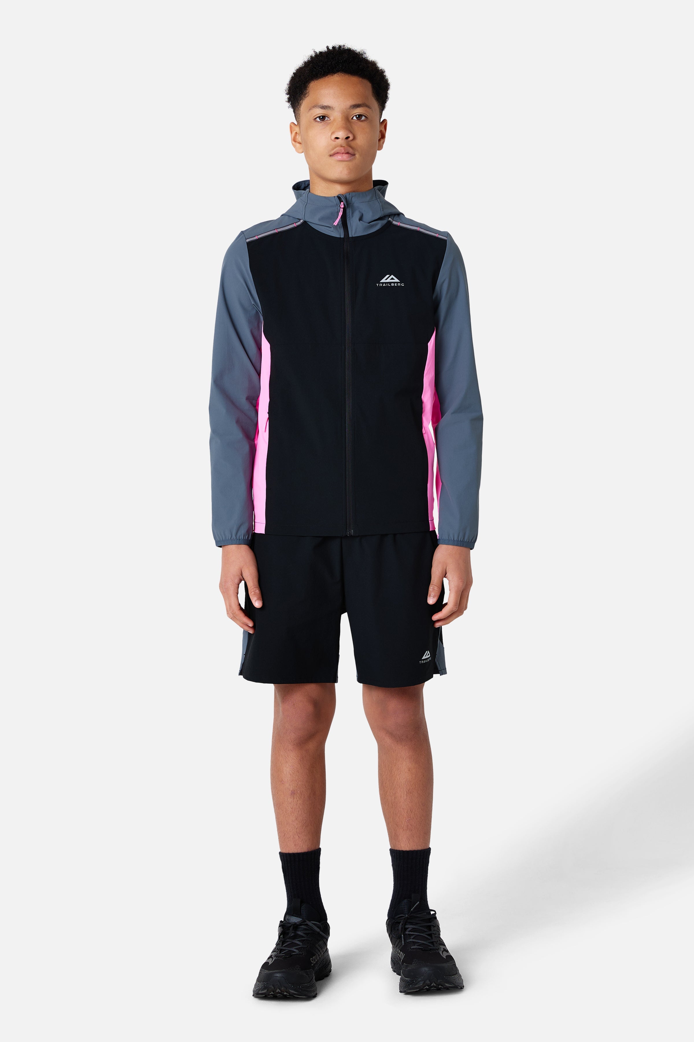 Boys Triathlon 4.0 Hood - Black/Storm Grey/Cosmic Pink