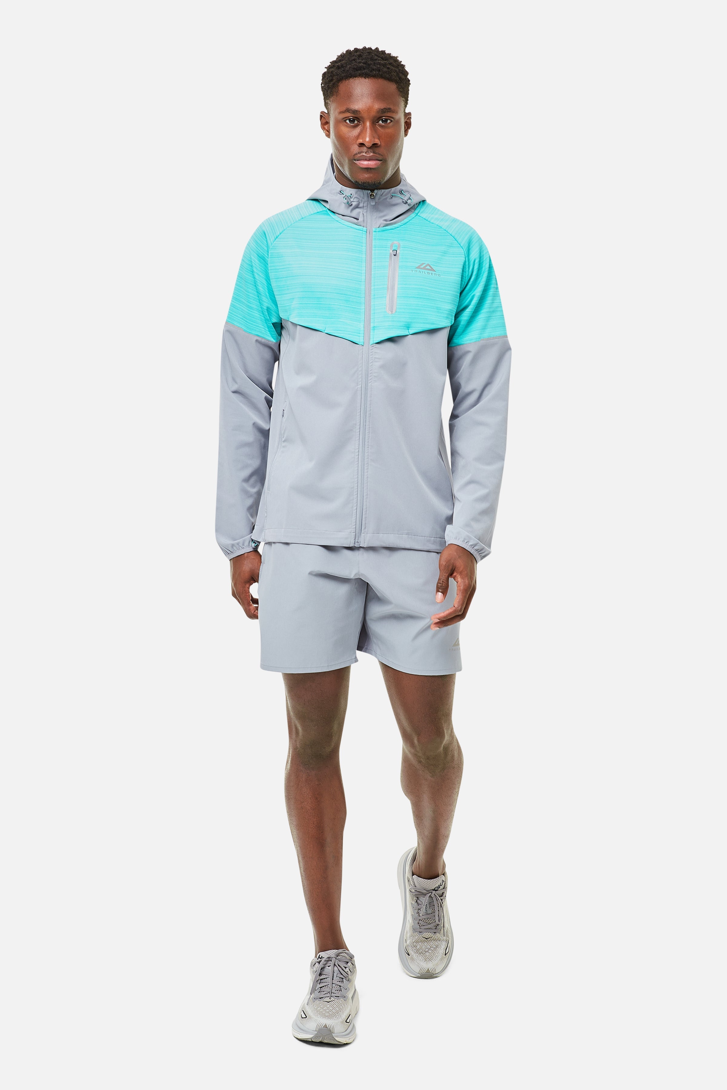 CLOUD AW24 HOOD - LIGHT GREY/TURQUOISE