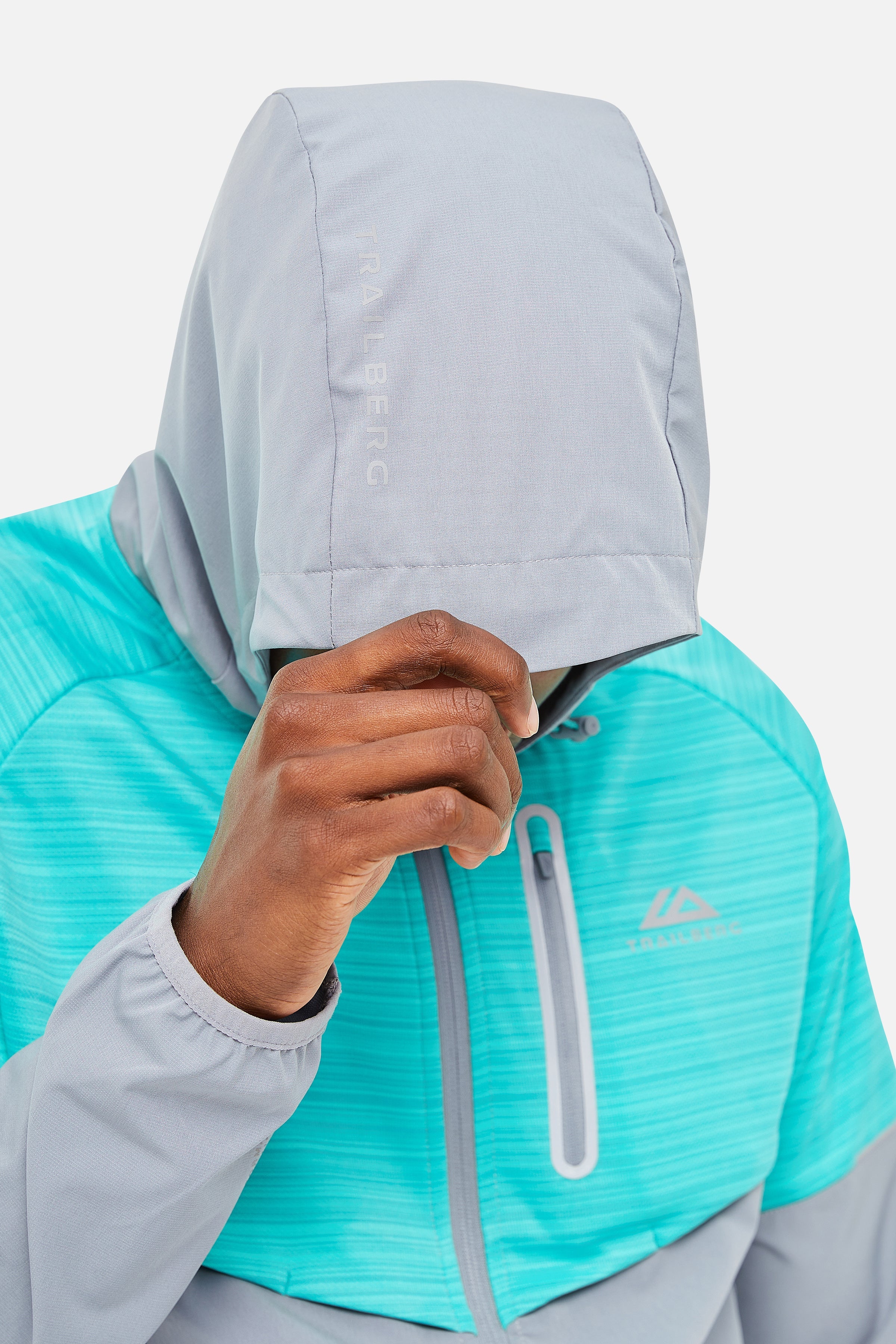 CLOUD AW24 HOOD - LIGHT GREY/TURQUOISE