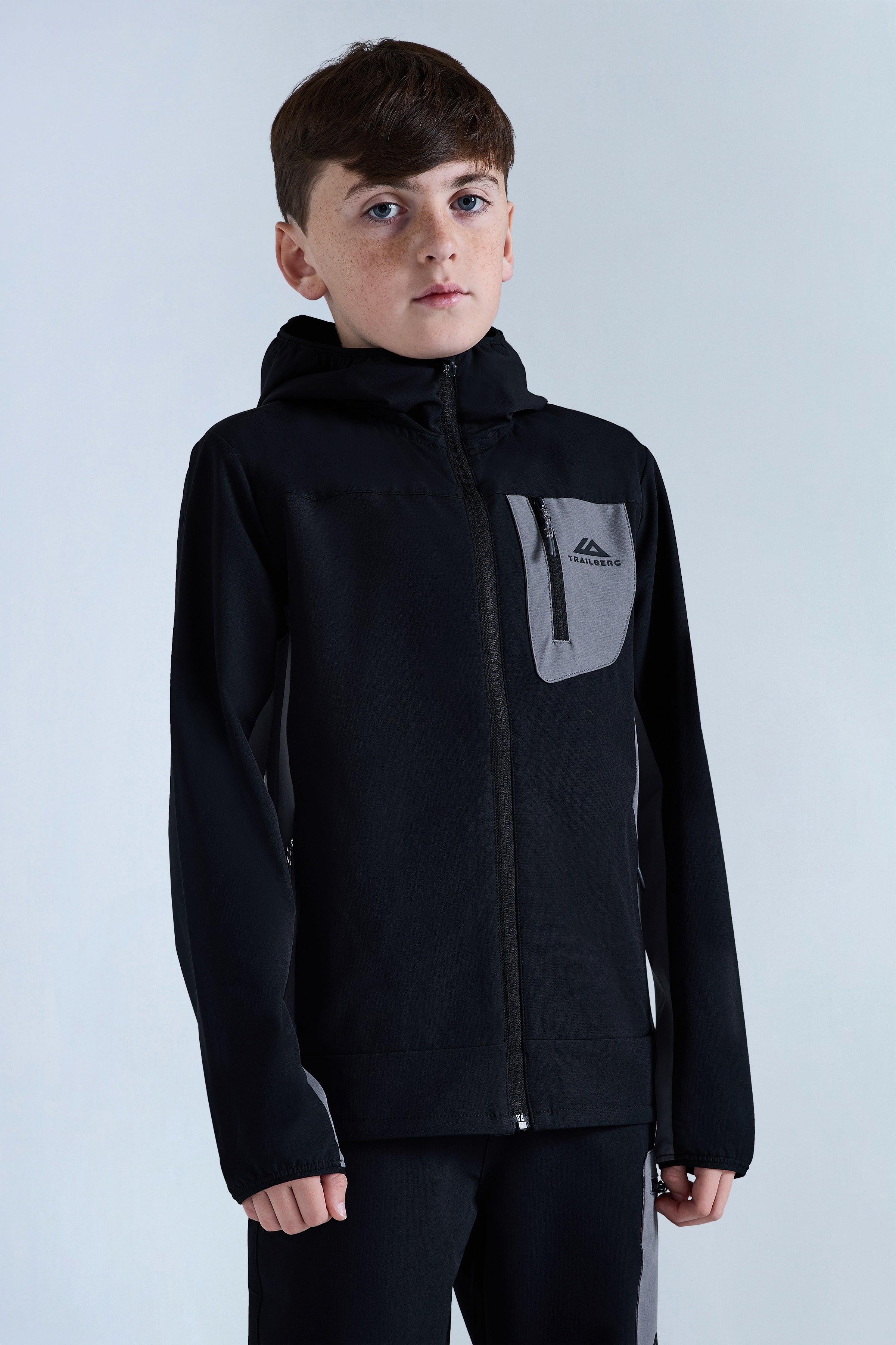 Boys Venture Gridded Hood - Black/Urban Smoke