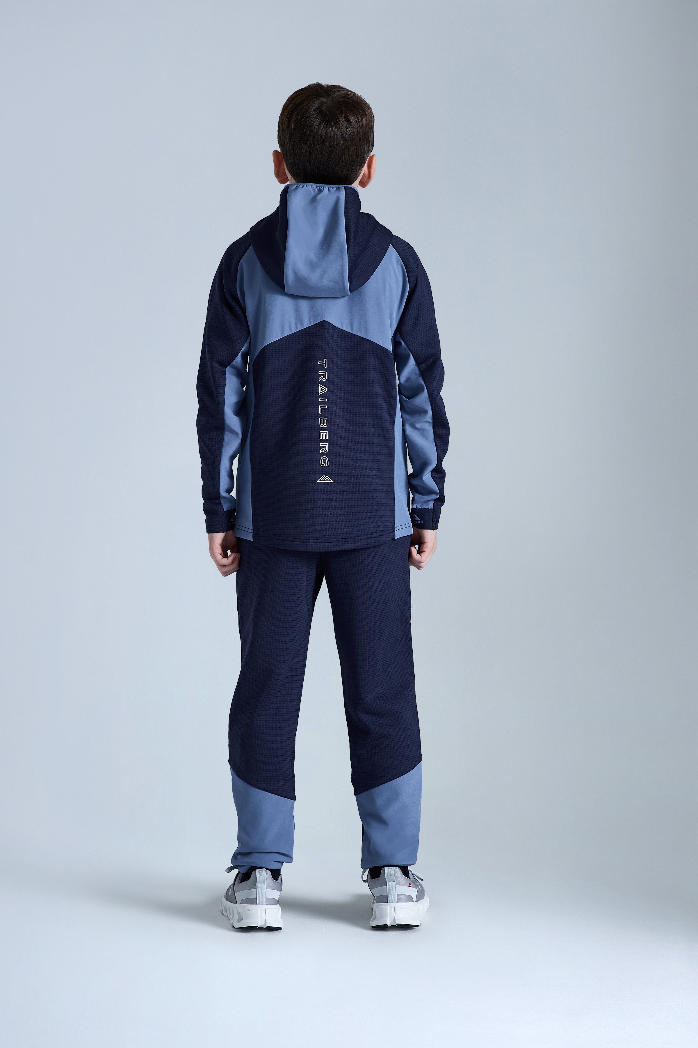 Boys Ice Gridded Fleece Hood - Navy Blue/Blue Essence