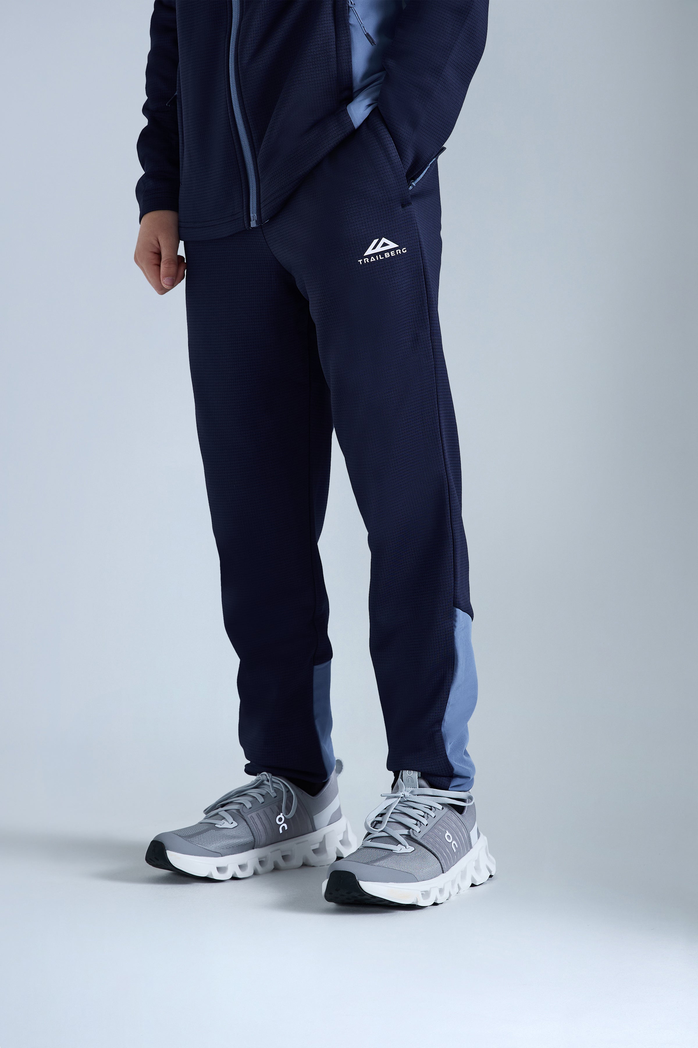 Boys Ice Gridded Fleece Tracksuit - Navy Blue/Blue Essence