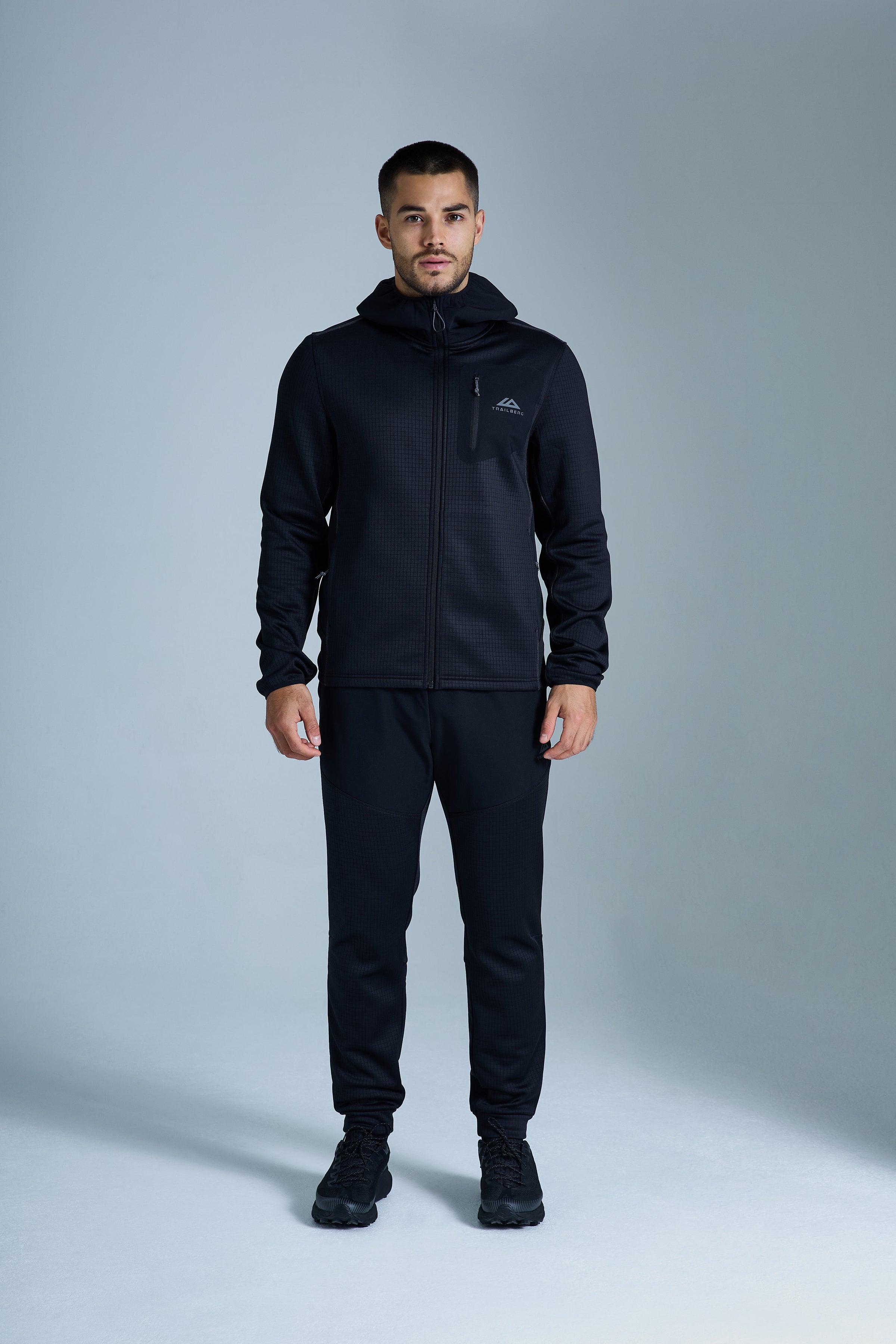 District Gridded Fleece Tracksuit - Black/Volcano Grey
