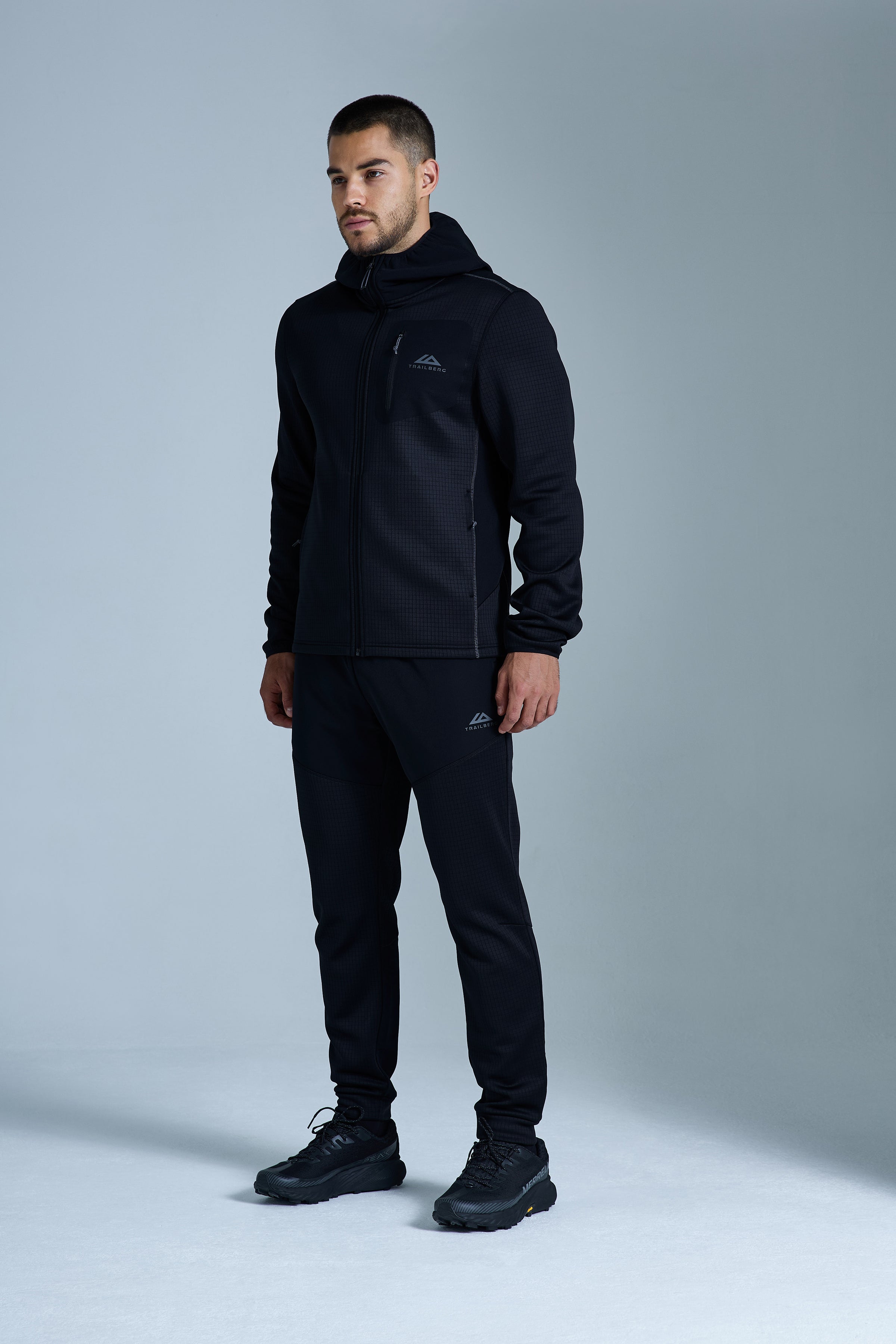 District Gridded Fleece Tracksuit - Black/Volcano Grey