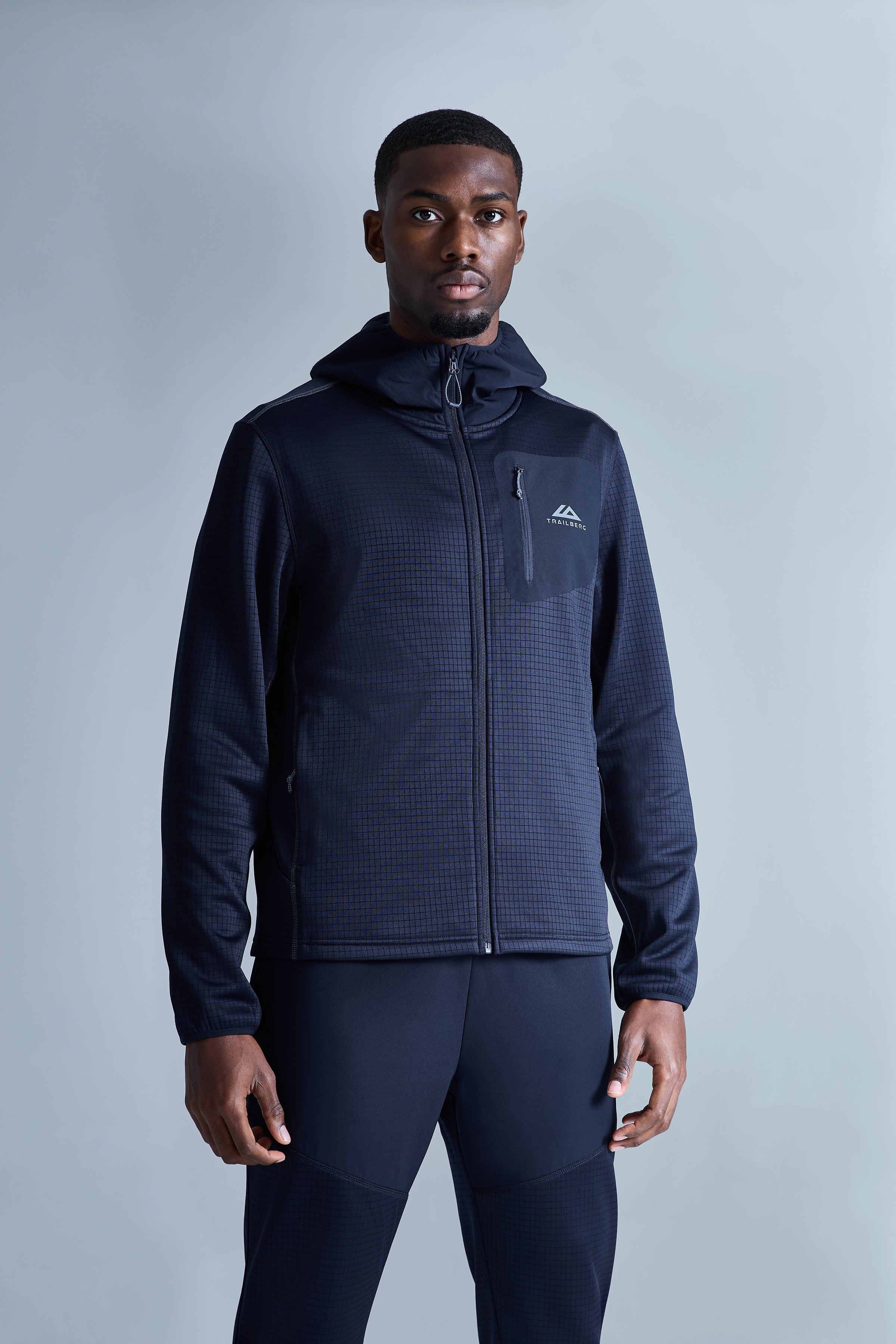 District Gridded Fleece Tracksuit - Deep Ocean/Storm Grey