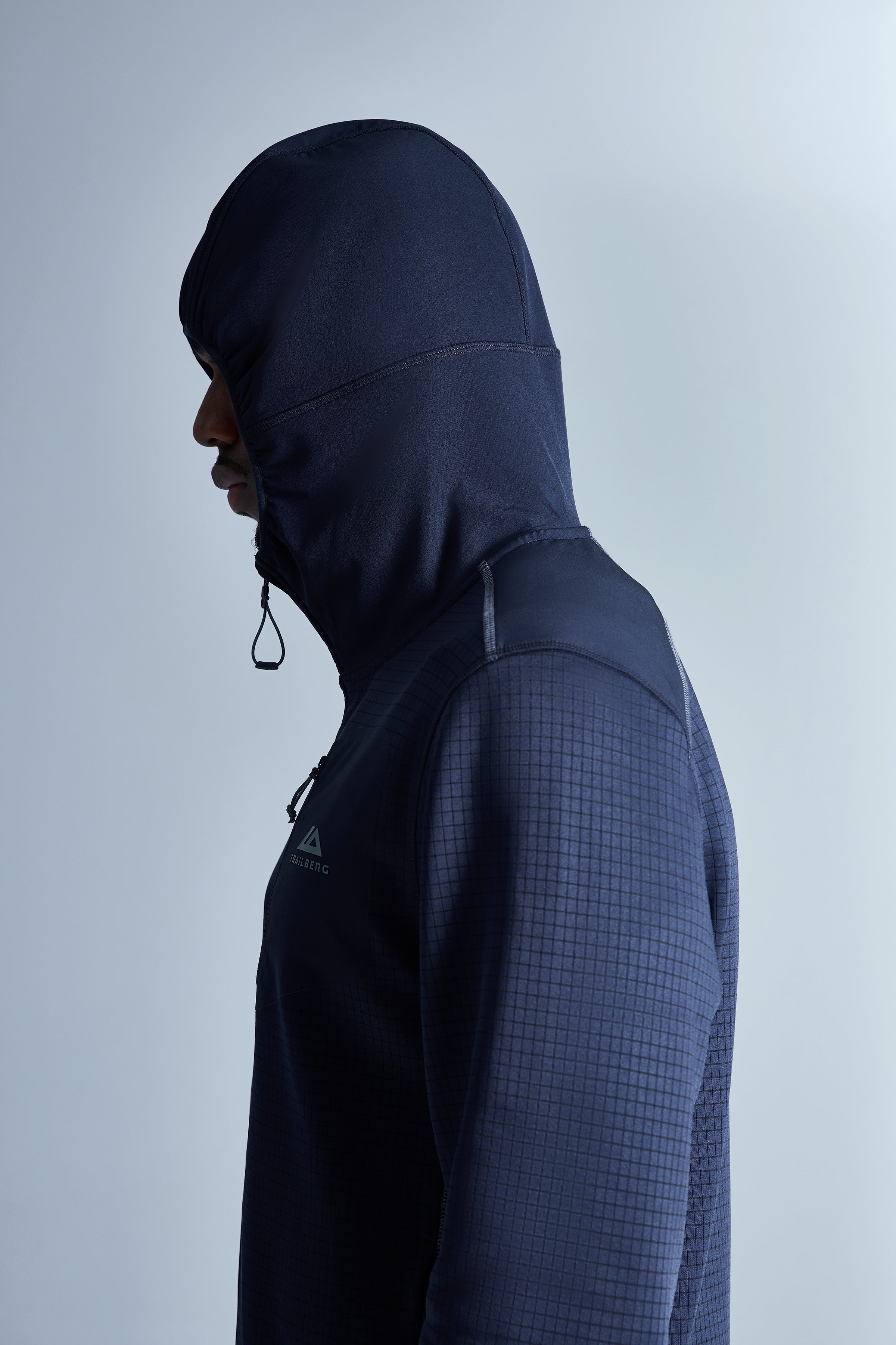 District Gridded Fleece Hood - Deep Ocean/Storm Grey