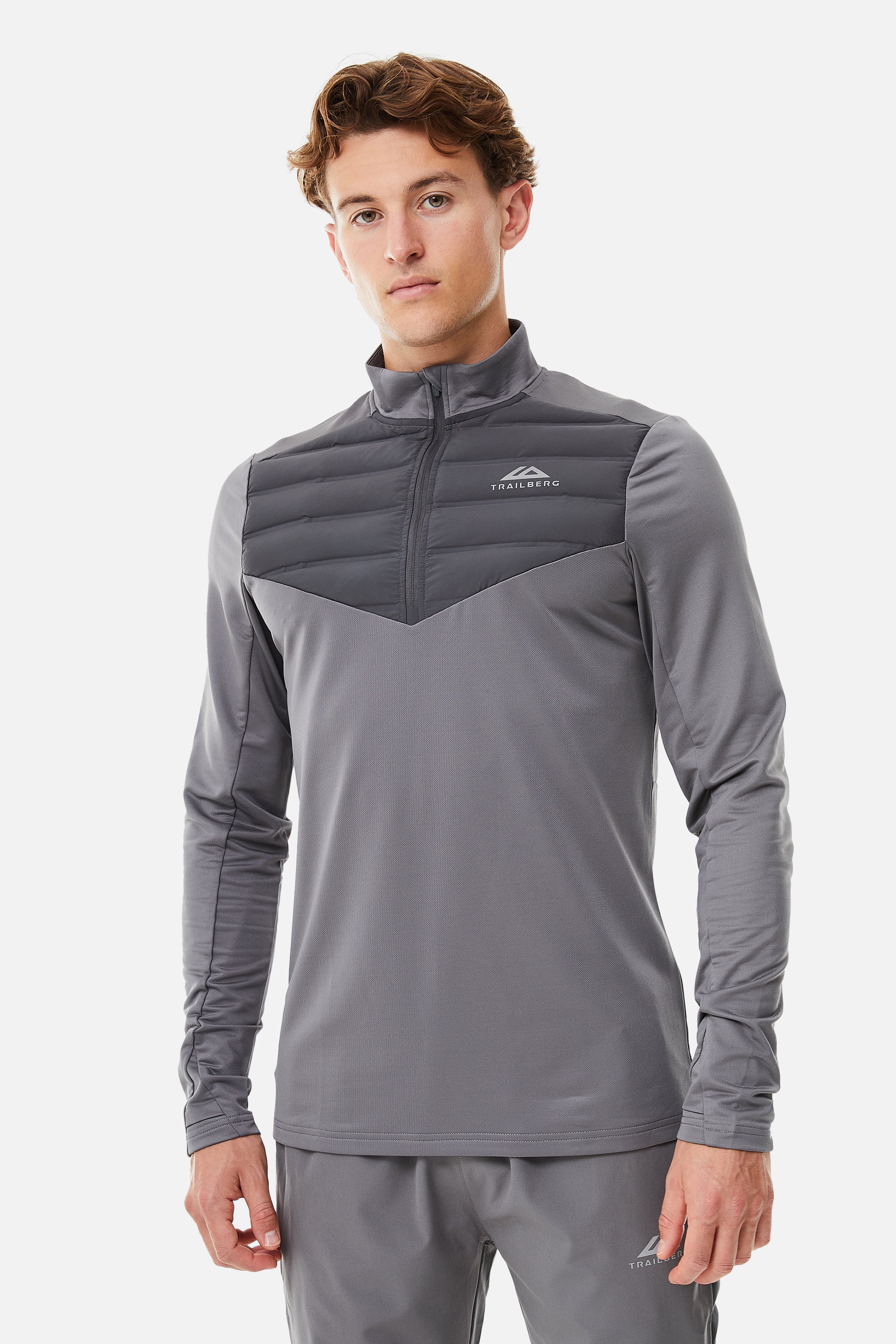 RHINE HYBRID QUARTER ZIP - GREY/DARK GREY