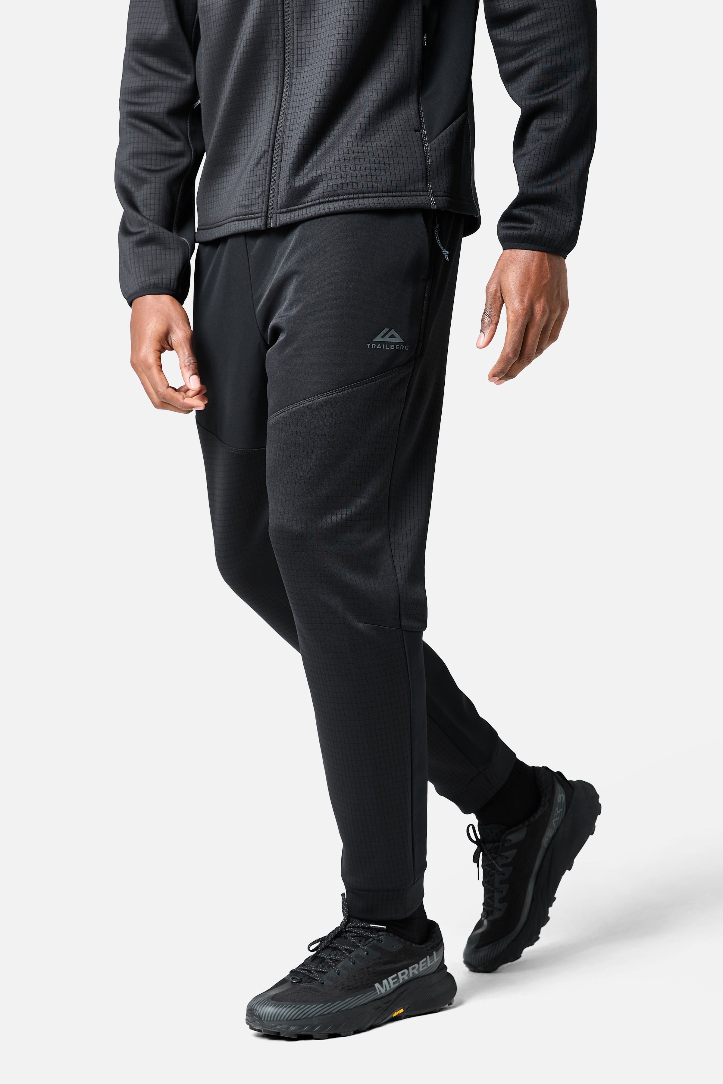 District Gridded Fleece Tracksuit - Black/Volcano Grey