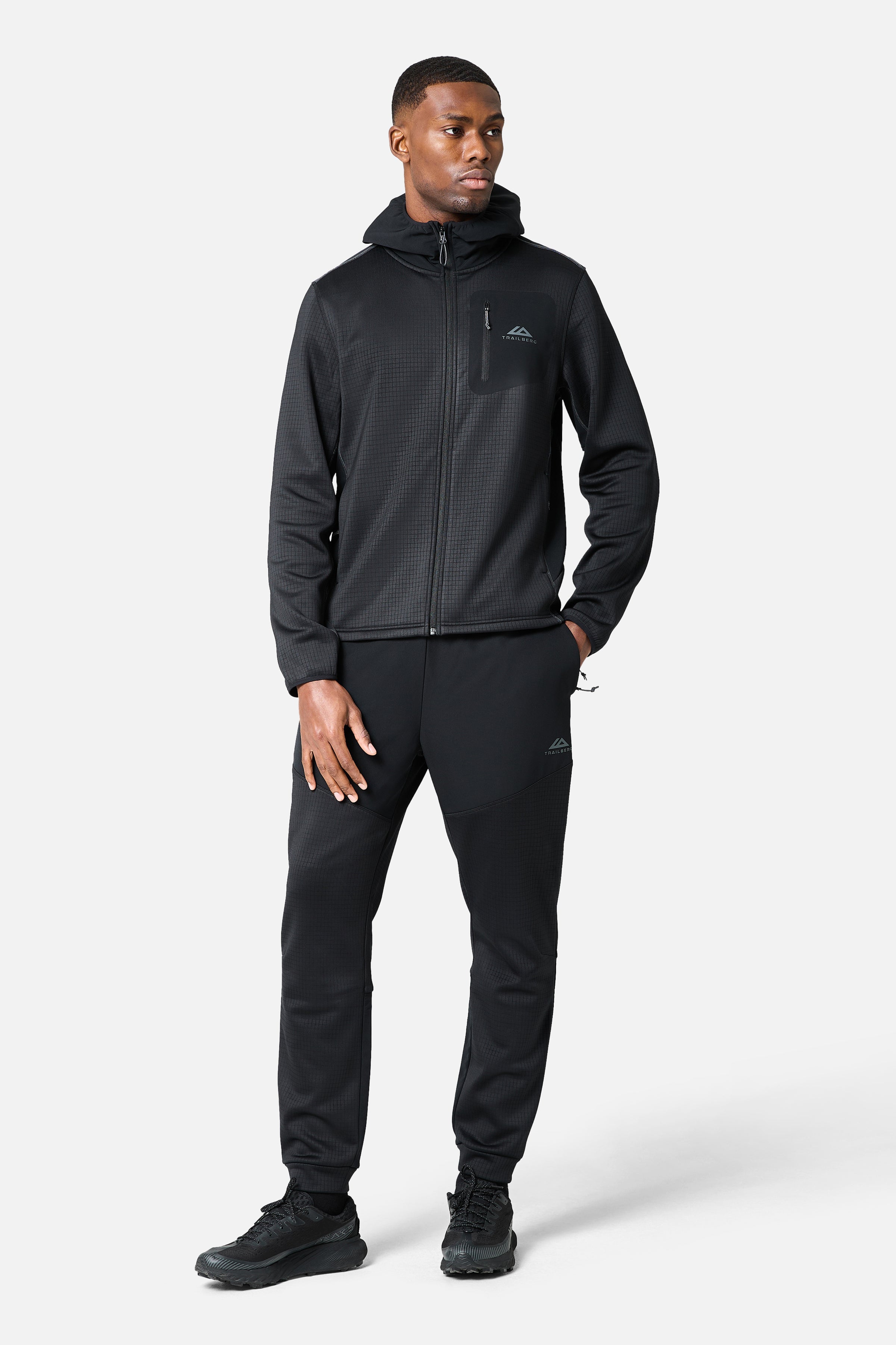 District Gridded Fleece Jogger - Black/Volcano Grey
