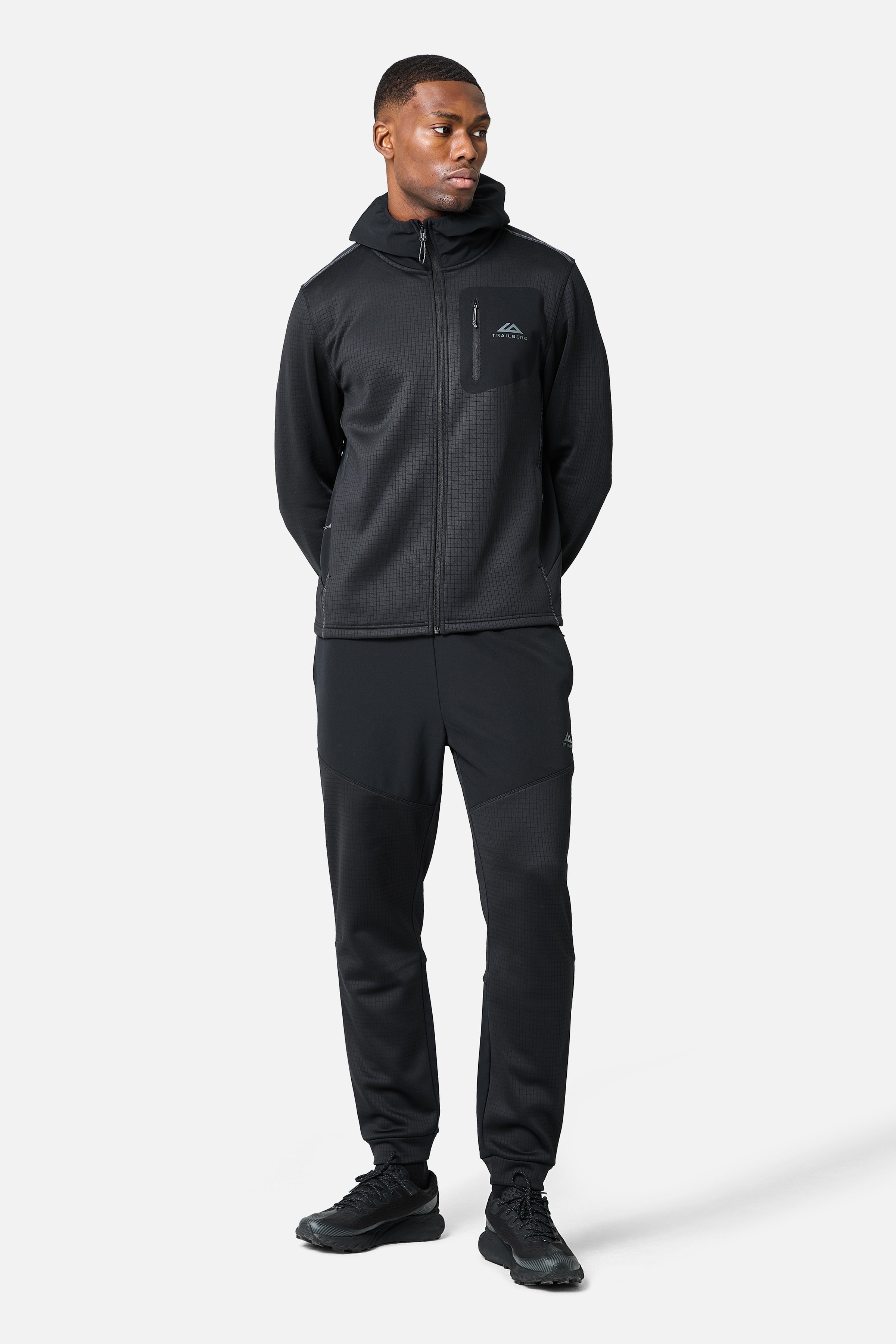 District Gridded Fleece Jogger - Black/Volcano Grey