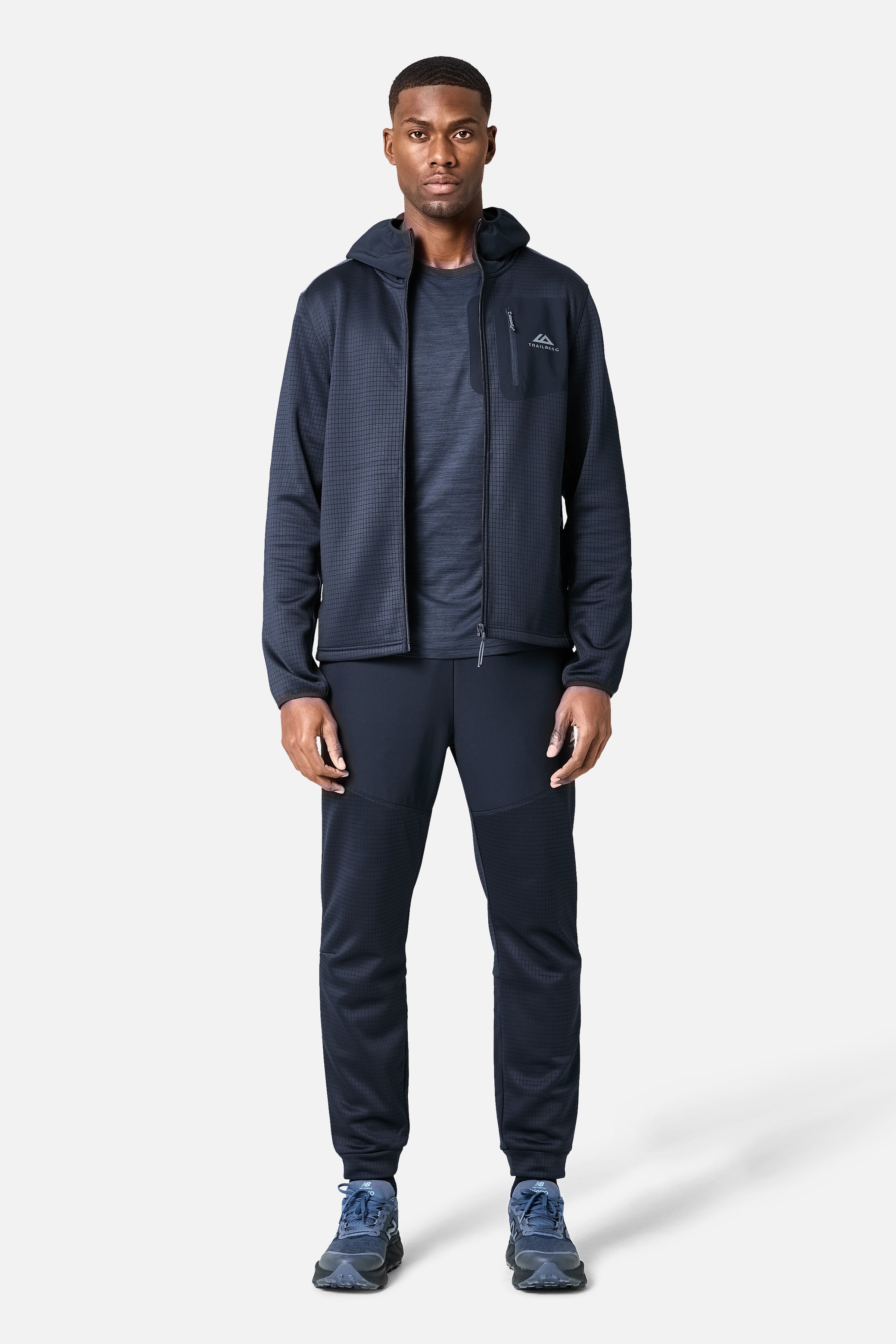 District Gridded Fleece Tracksuit - Deep Ocean/Storm Grey