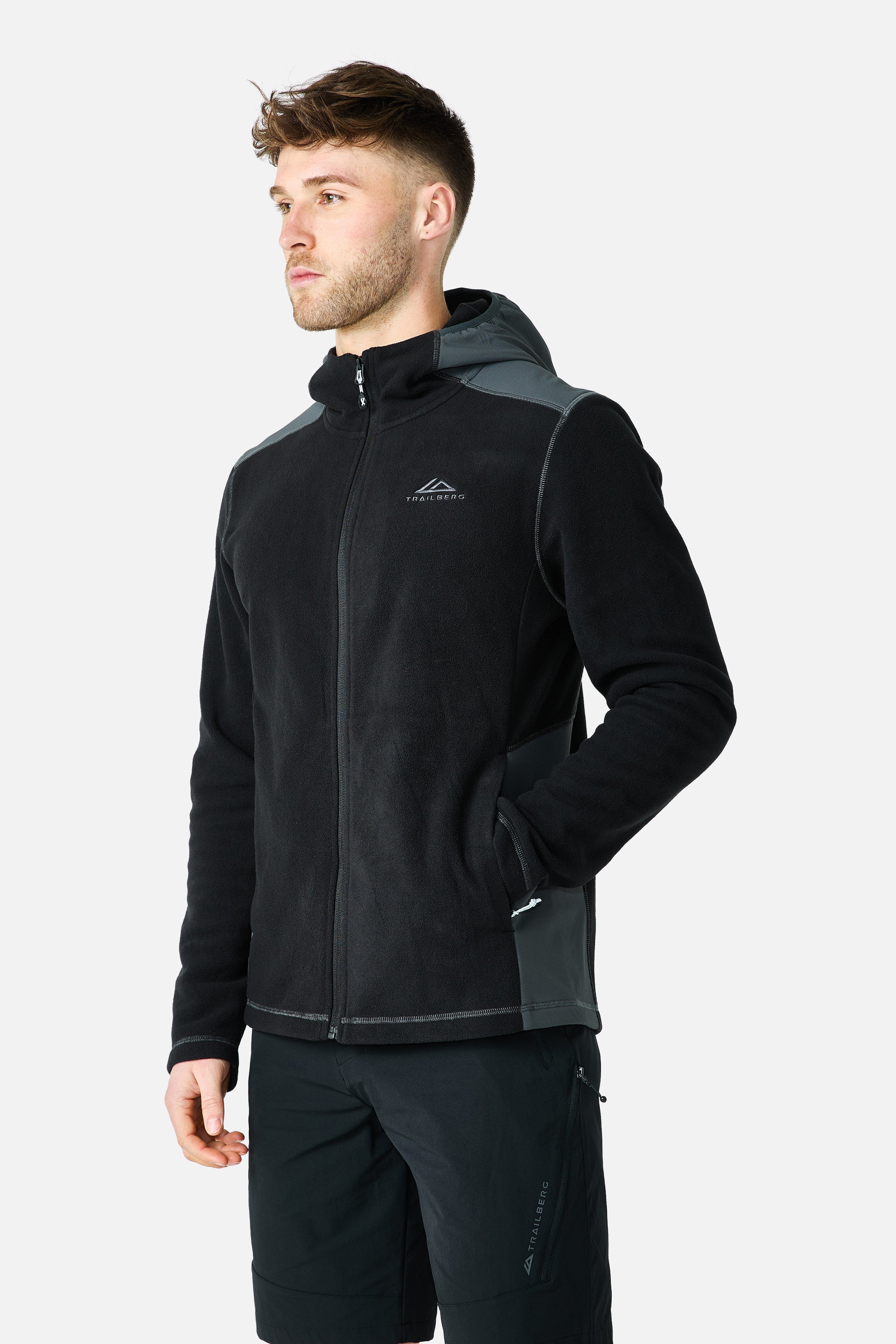 Tundra Microfleece Hybrid Hood - Black/Volcano Grey
