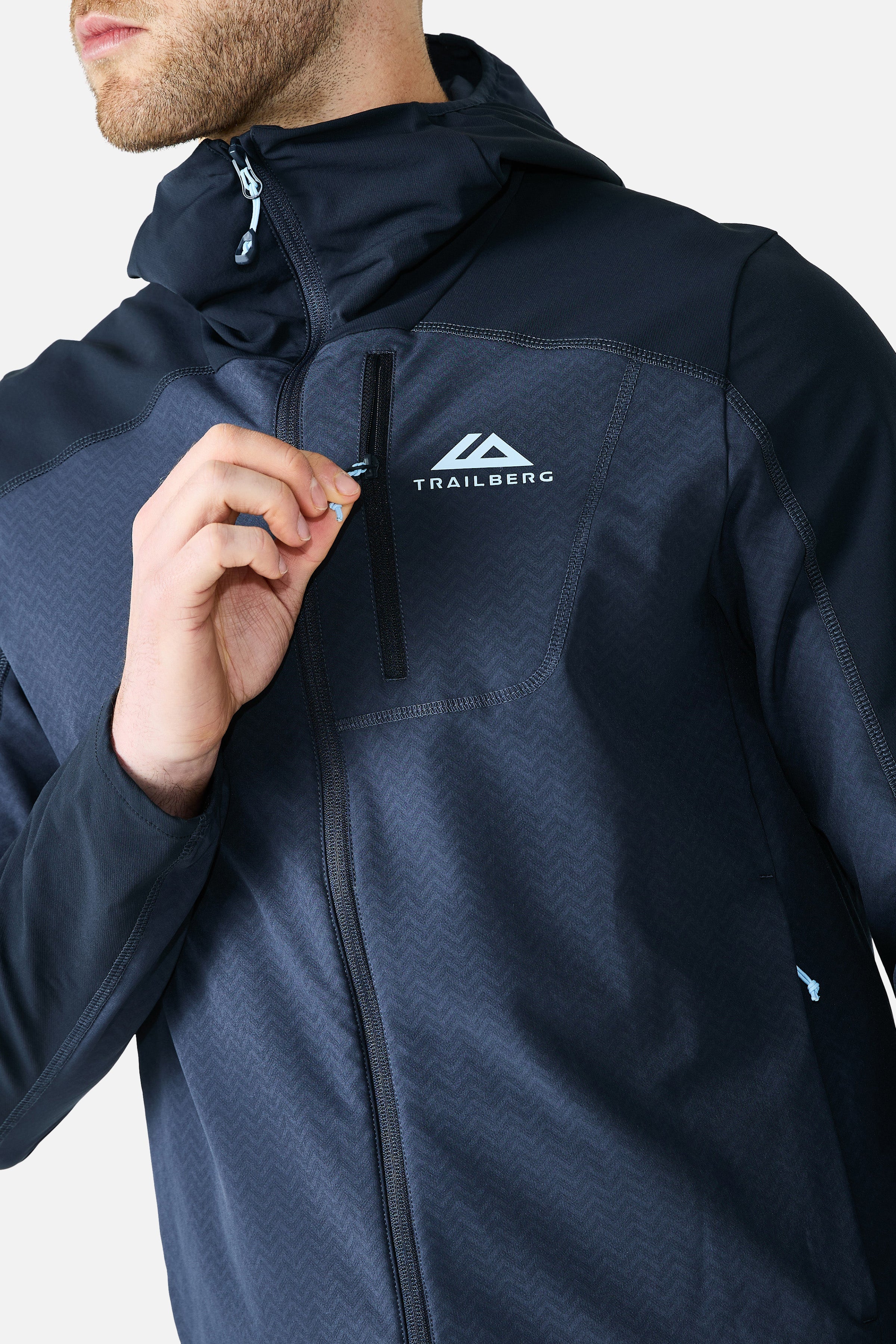 Caldera Grid Fleece Hood - Storm Blue/Deep Ocean