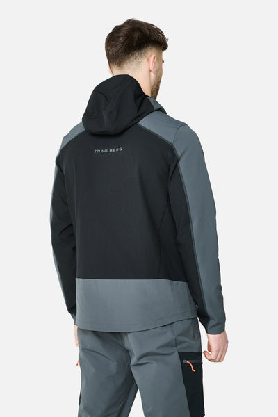 Caldera Grid Fleece Hood - Black/Volcano Grey