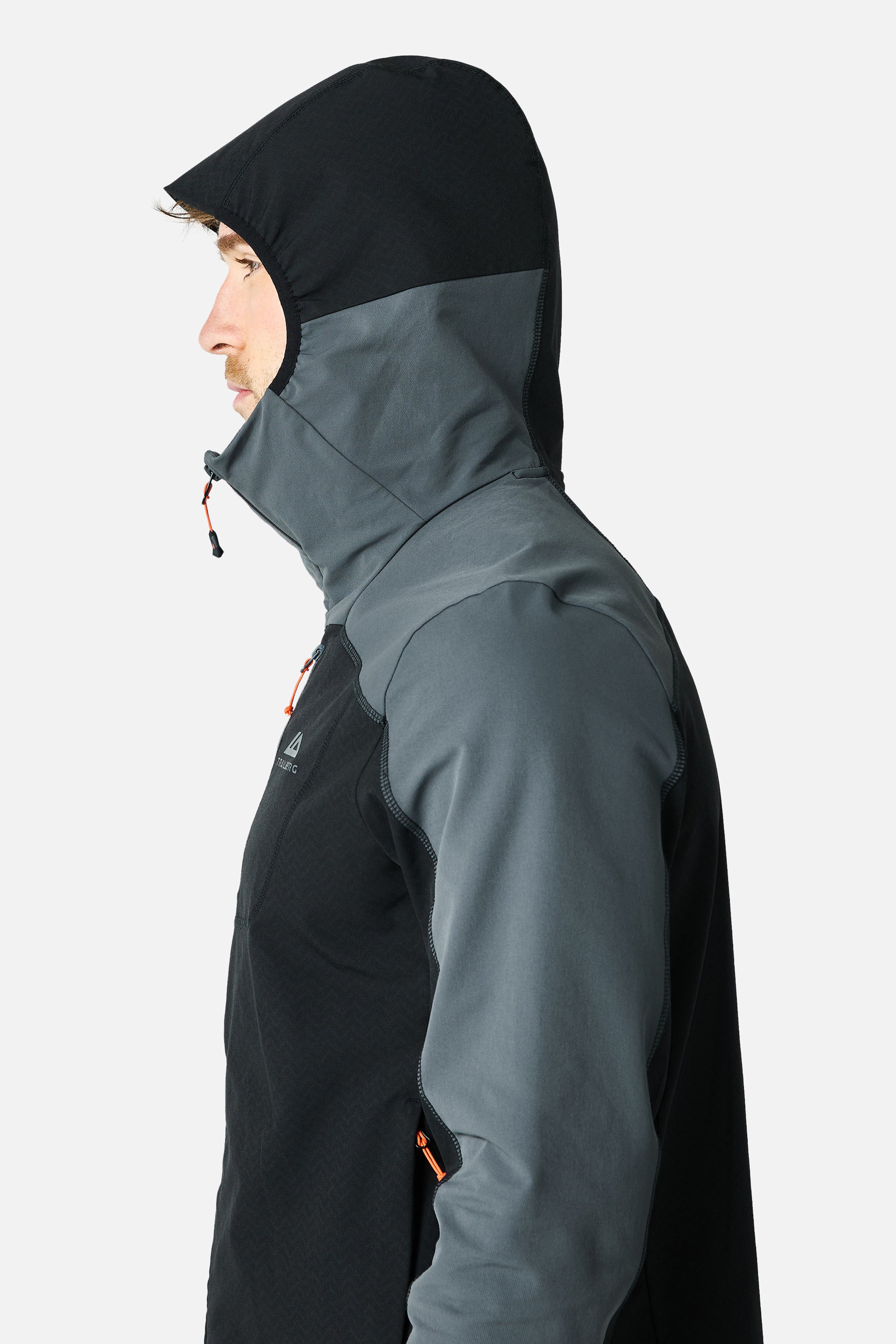 Caldera Grid Fleece Hood - Black/Volcano Grey