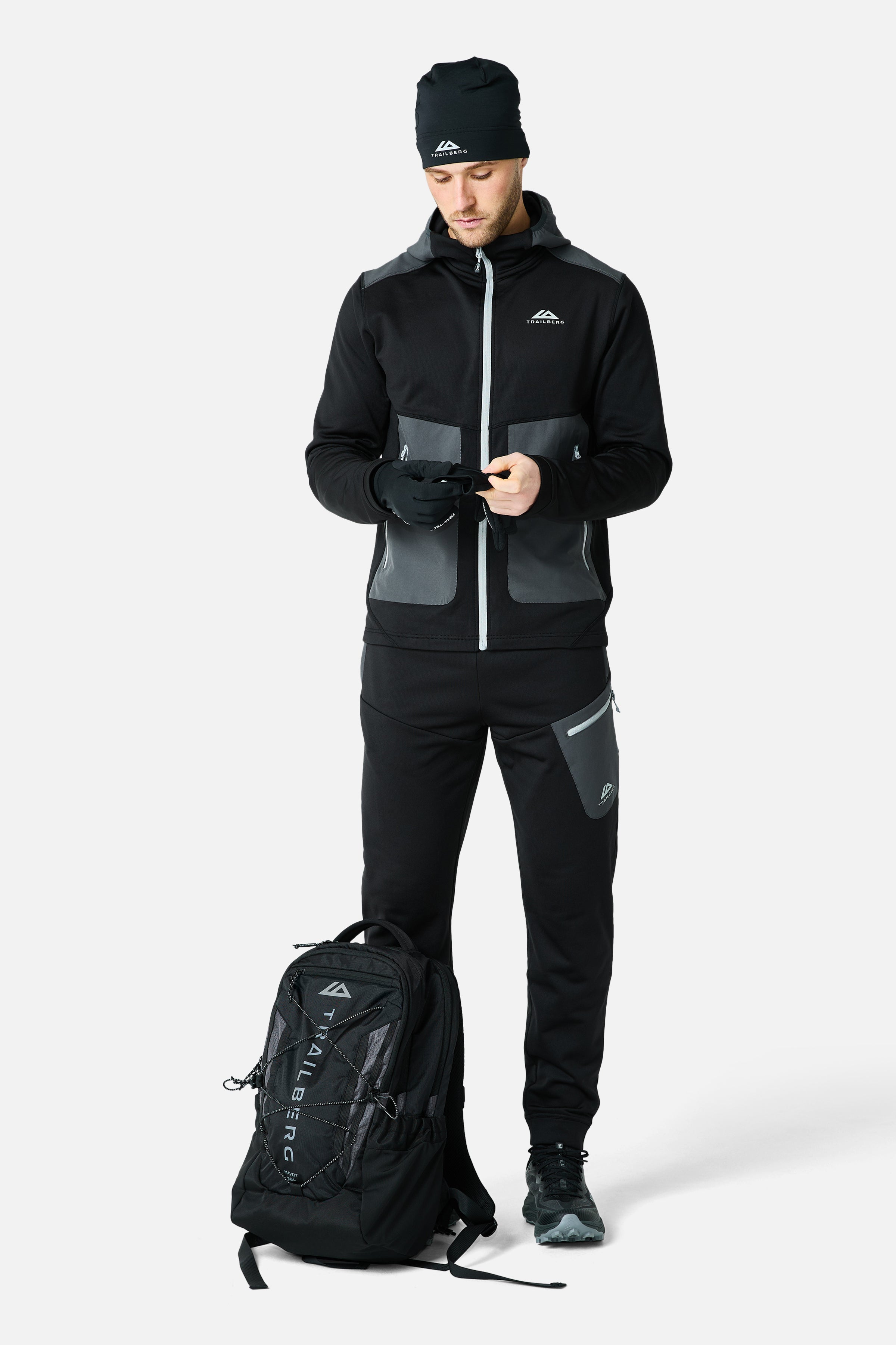 Vale Gridded Fleece Pant - Black/Volcano Grey
