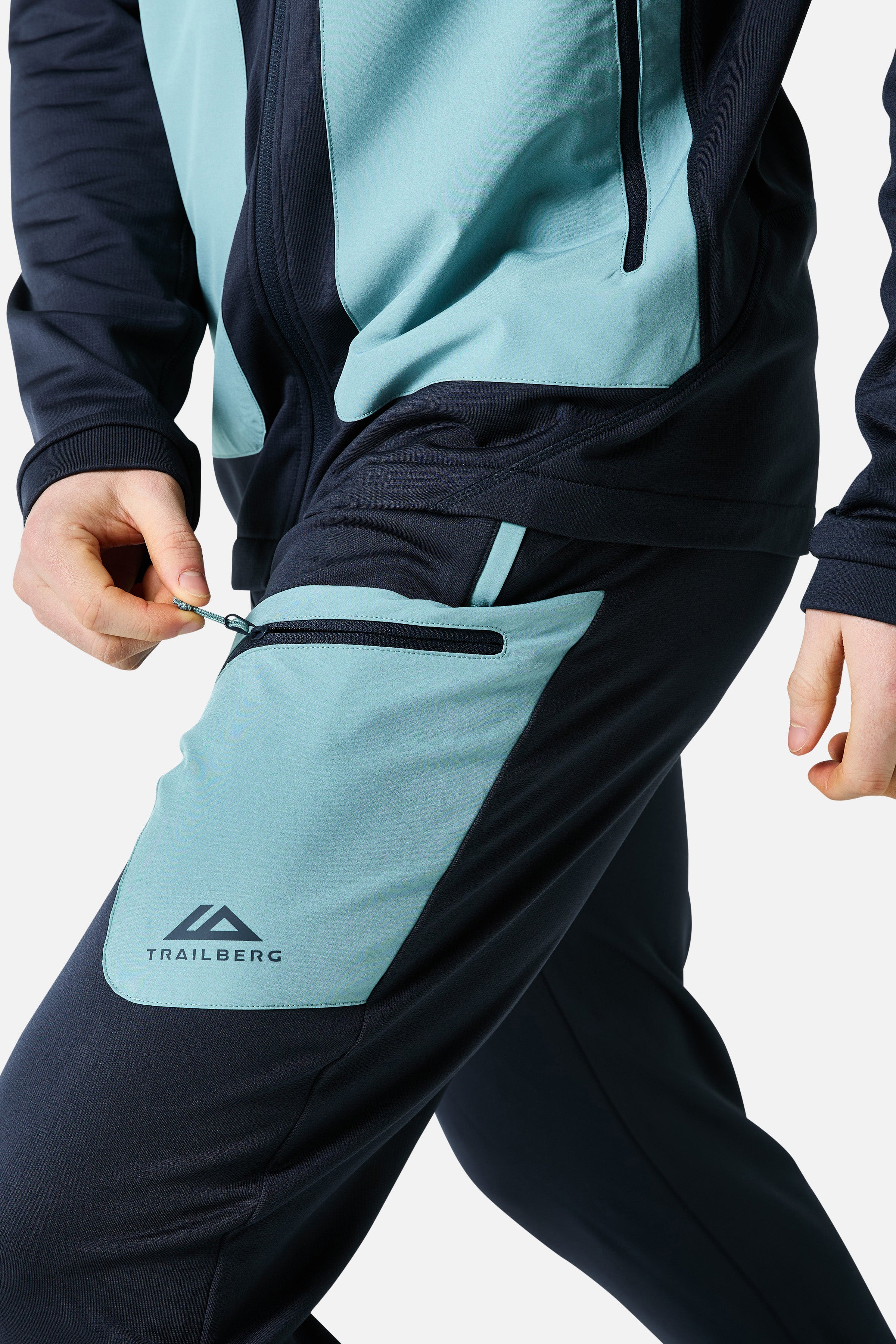 Vale Gridded Fleece Tracksuit - Storm Blue/Deep Ocean