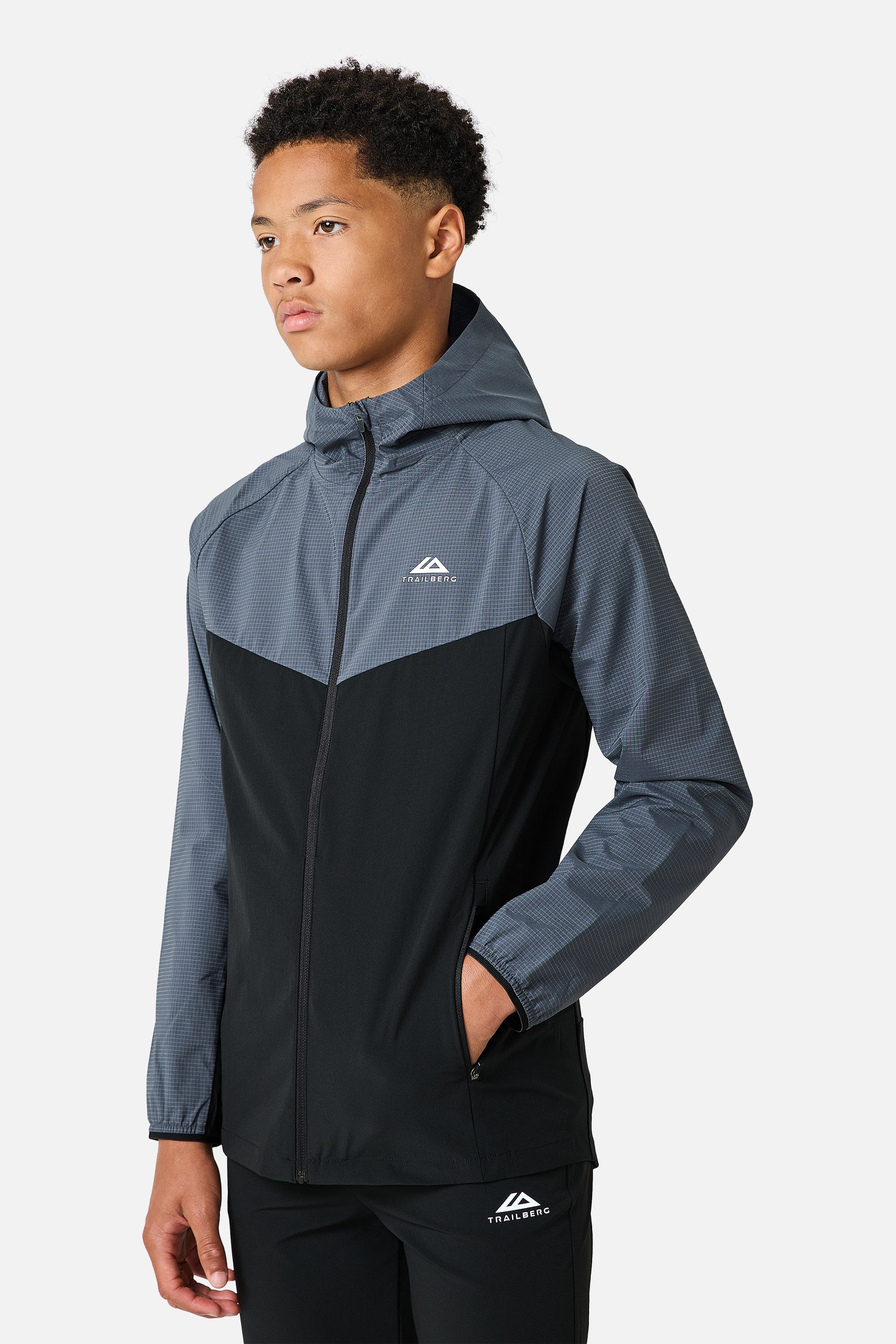 Boys Rapid Grid 2.0 Tracksuit - Black/Graphite Grey