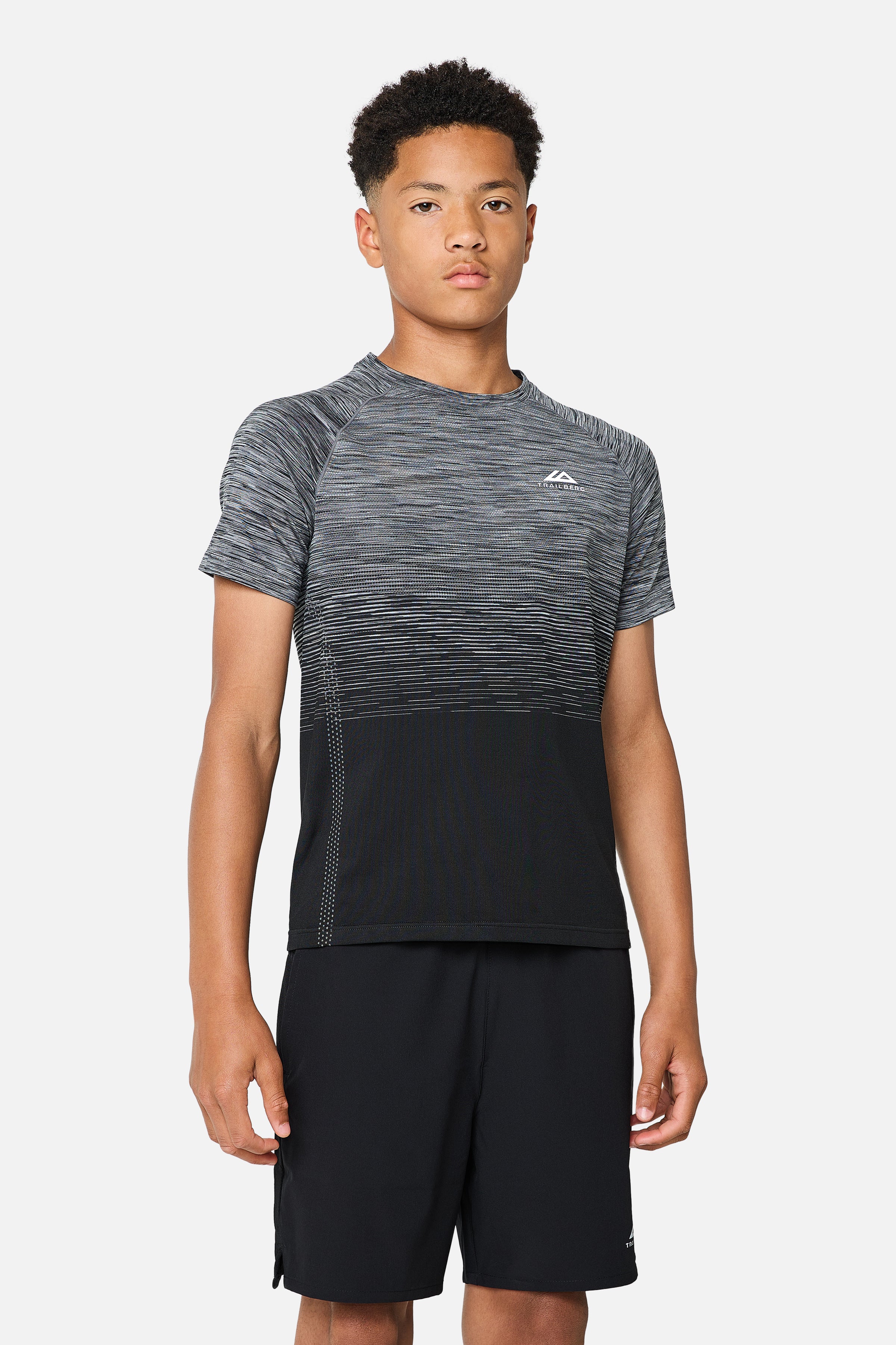 Boys Aero Seamless Tee - Black/Graphite Grey/Nightfall Grey/Lunar Grey