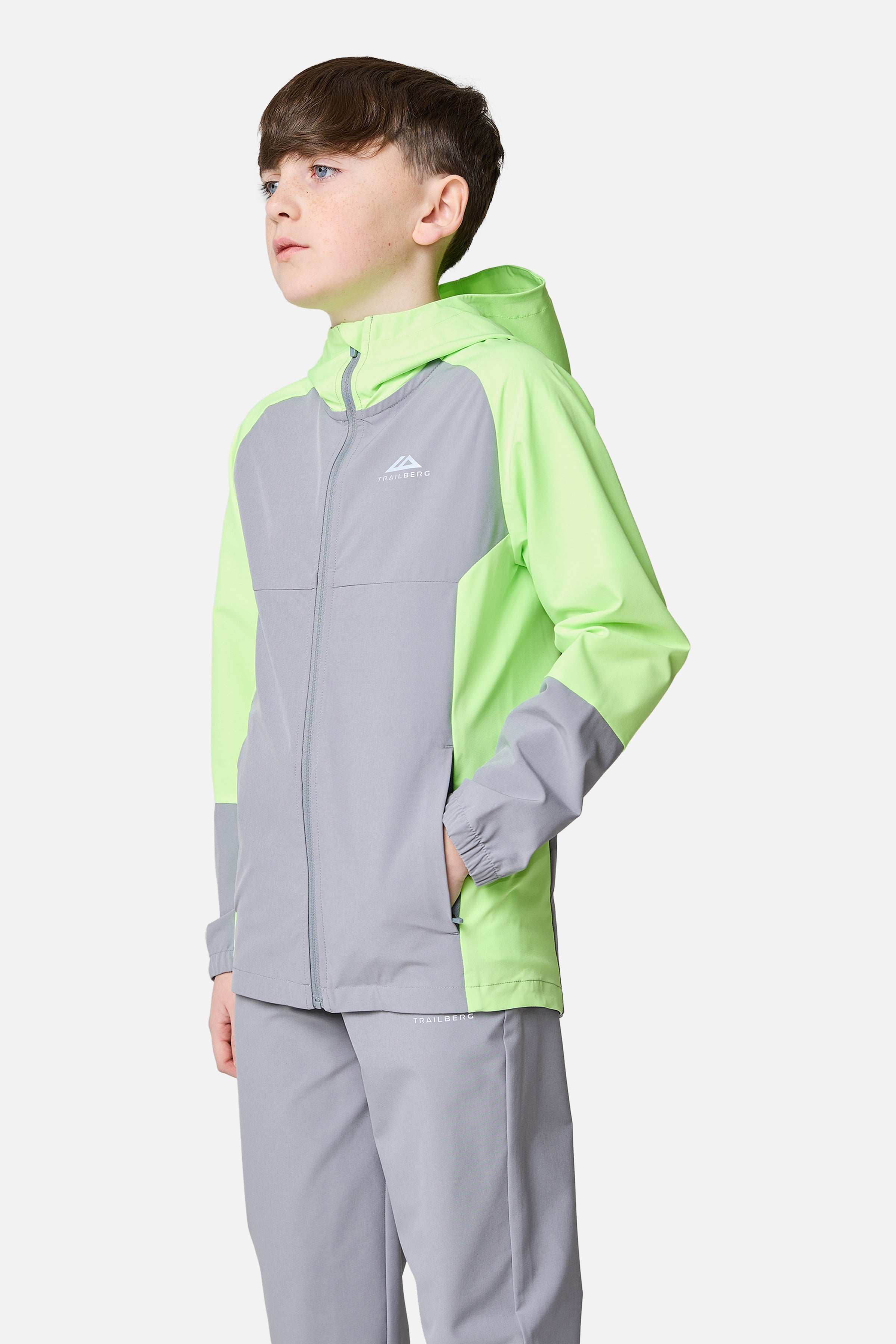 Boys Essentials Hood - Moon Grey/Neon Lime